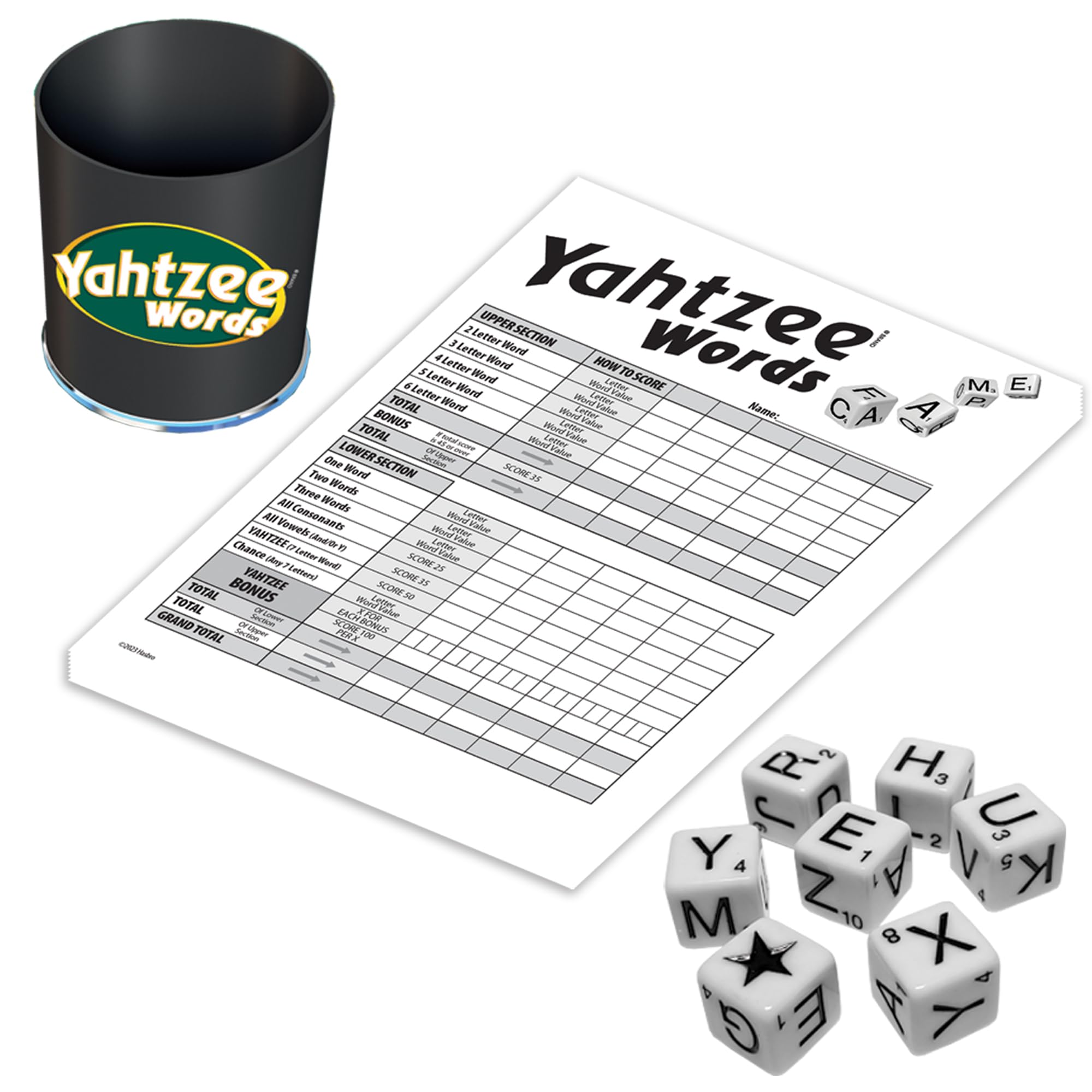 Winning Moves Yahtzee Words Games USA, Family Word Game Version of Yahtzee for 2 or More Players, Ages 8+