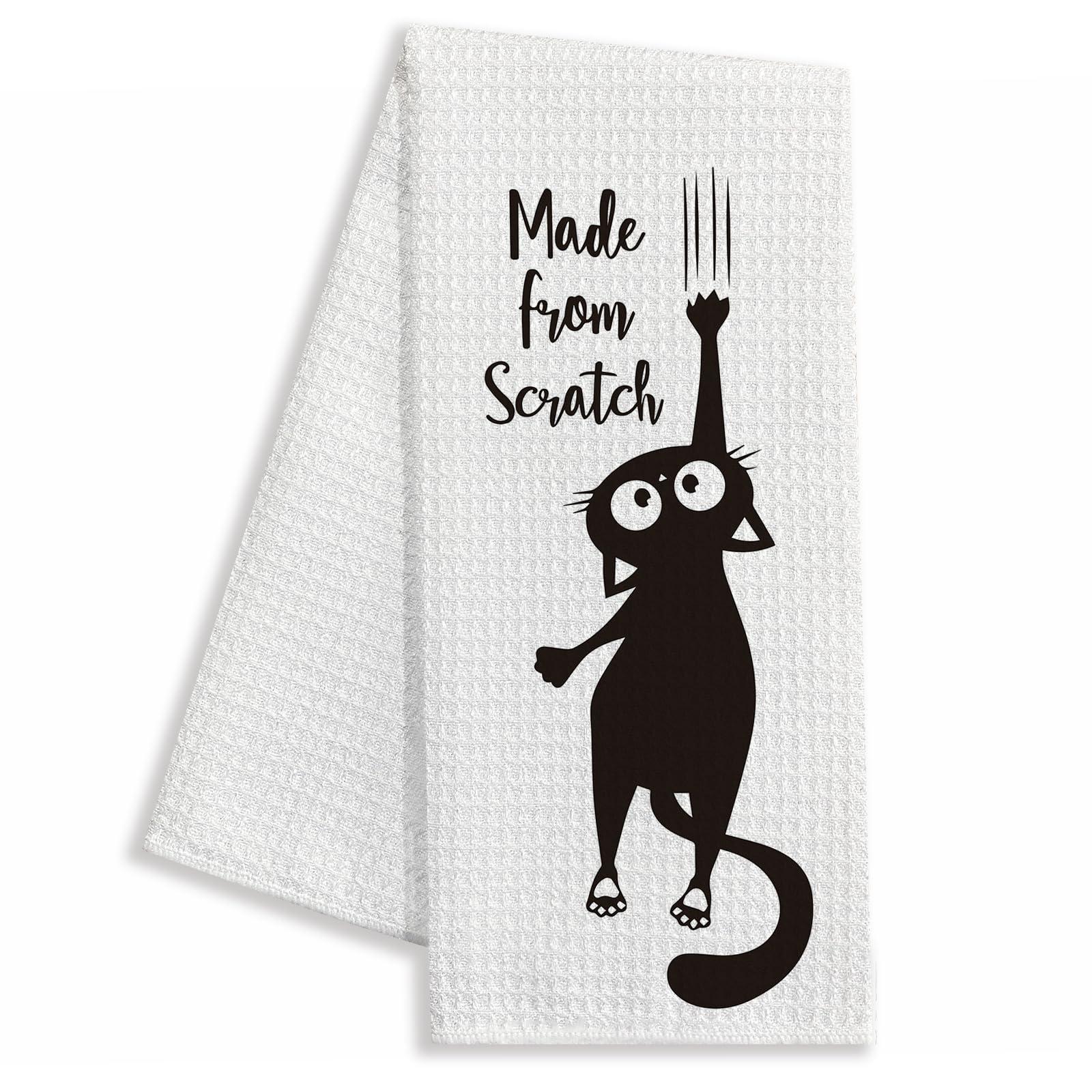 zcyhtqp Made from Scratch,Funny Kitchen Towels,Funny Dish Towels with Sayings,Dish Towels for Kitchen Decor,New Home Housewarming Gifts,Chef Gift,Cat Kitchen Towel,Cat Lover Gift,Cat Mom