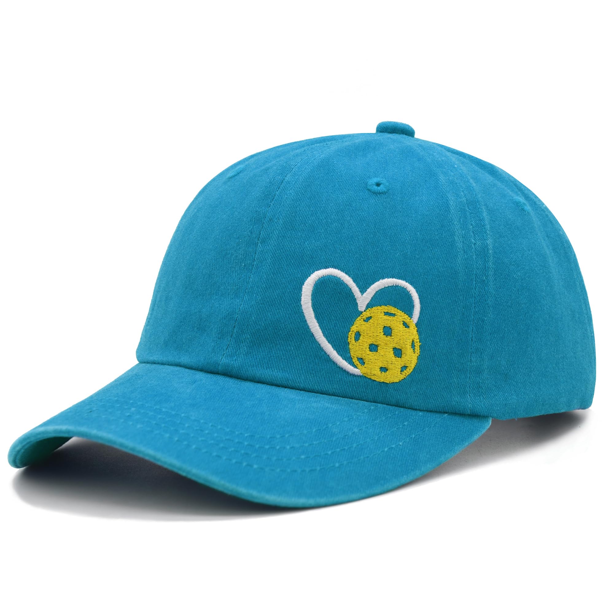 MINYJHZ Pickleball Hat, Funny Pickleball Gifts, Adjustable Embroidered Heart Pickleball Baseball Cap for Women Men Blue