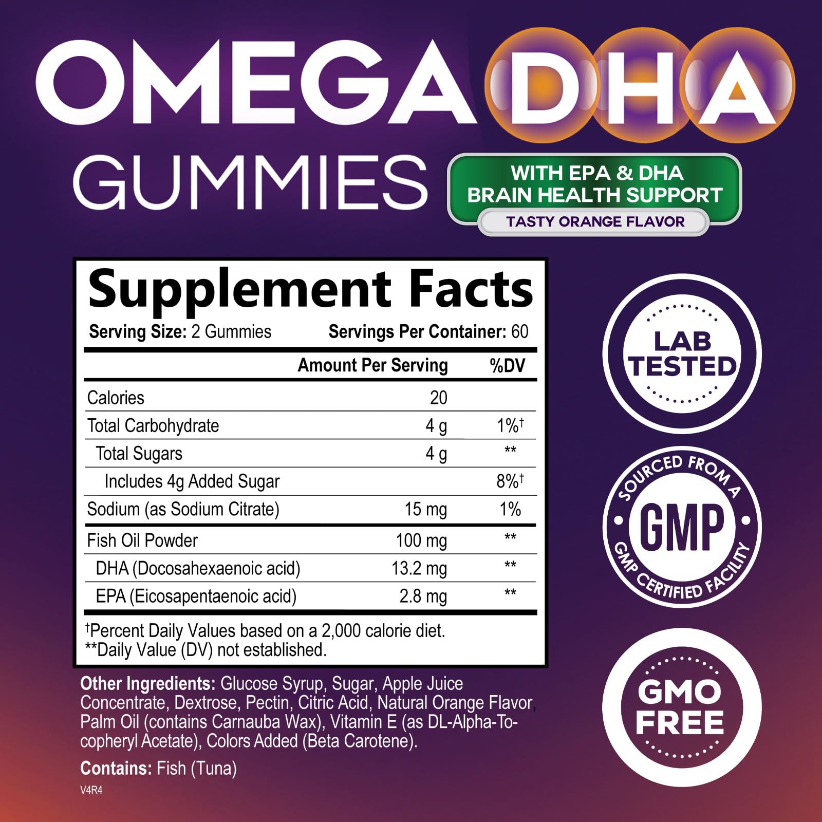 Omega 3 Fish Oil Gummies - Triple Strength Omega 3 Fish Oil Gummy Vitamins with High Absorption EPA & DHA Fatty Acids, Burpless Fish Oil Supplement, Nature's Heart Health, Orange Flavor - 120 Gummies