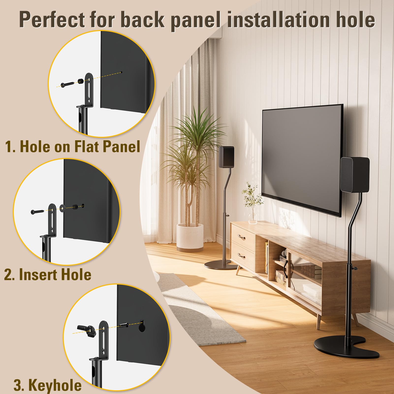 Mounting Dream Height Adjustable Speaker Stands Mounts, One Pair Floor Stands, Heavy Duty Base Extendable Tube, 11 LBS Capacity Per Stand, MAX 39" Height Adjustment MD5401 (Speakers Not Included)