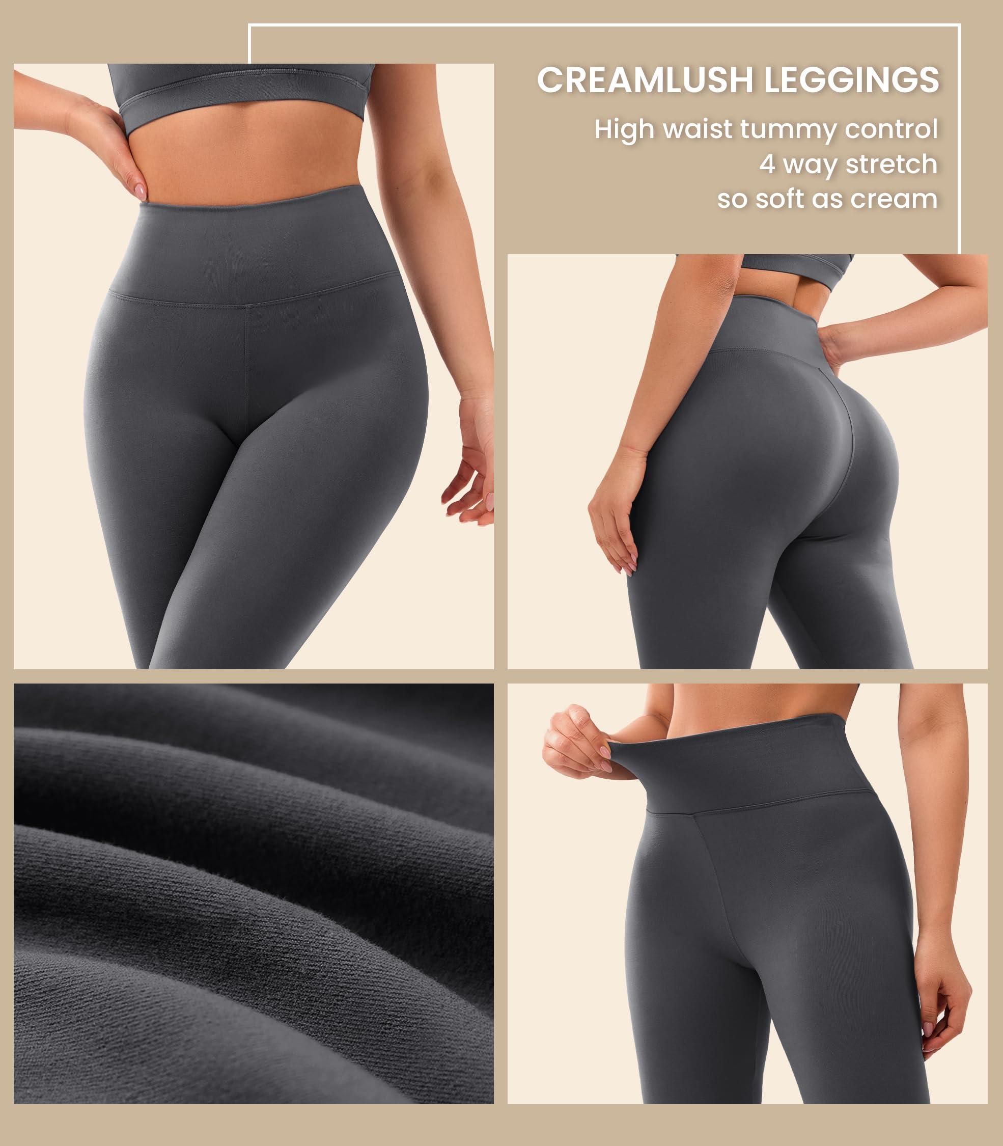 VALANDY Creamlush 4 Pack Leggings for Women-High Waisted Tummy Control Ultra Soft Yoga Pants