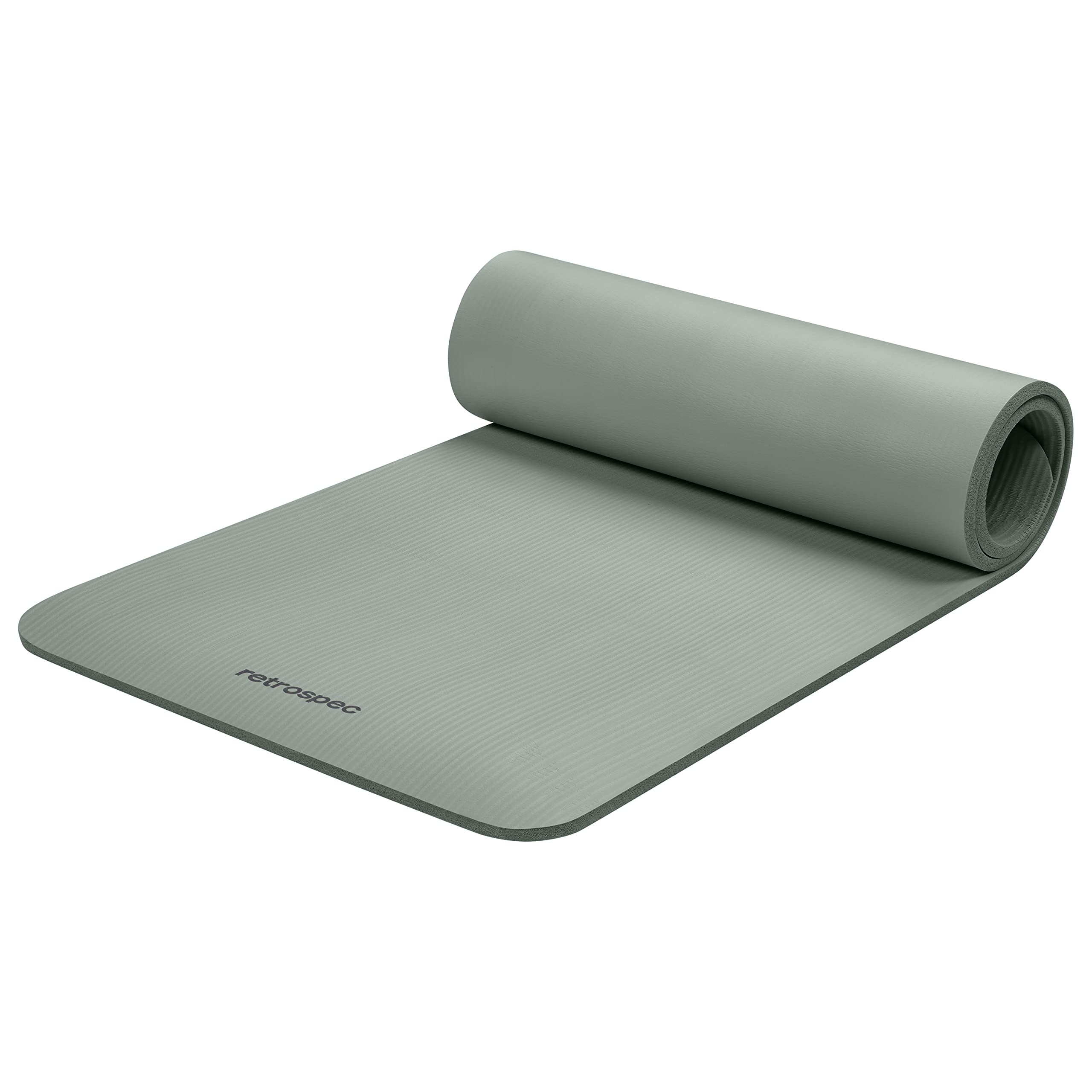 Retrospec Solana Yoga Mat 1/2" Thick w/Nylon Strap for Men & Women - Non Slip Excercise Mat for Yoga, Pilates, Stretching, Floor & Fitness Workouts, Sage