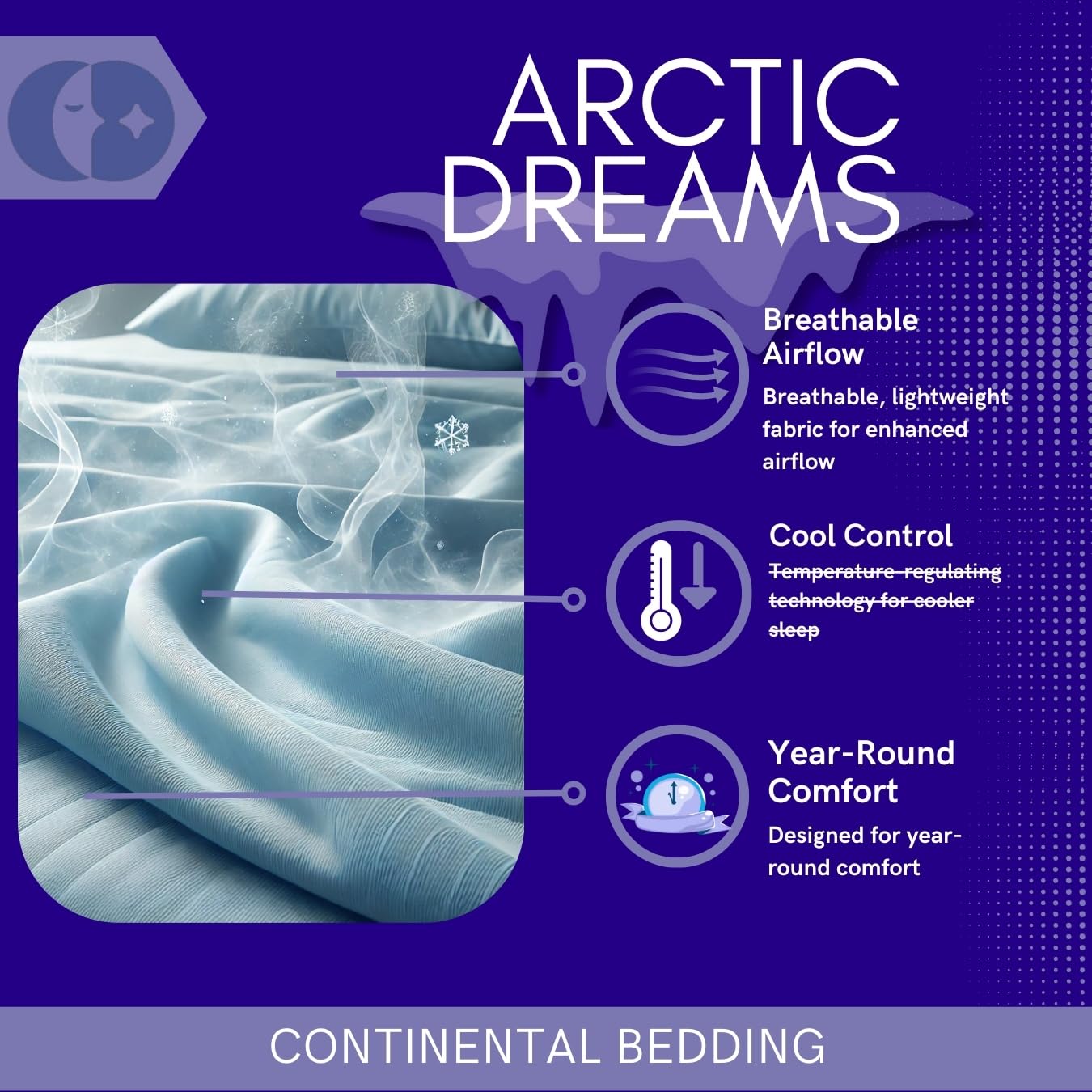 Continental Bedding Arctic Dreams Blue Cooling Comforter Duvet Breathable & Soft Polyester/Nylon Fabric - California King Size 108 Inch x 96 Inch