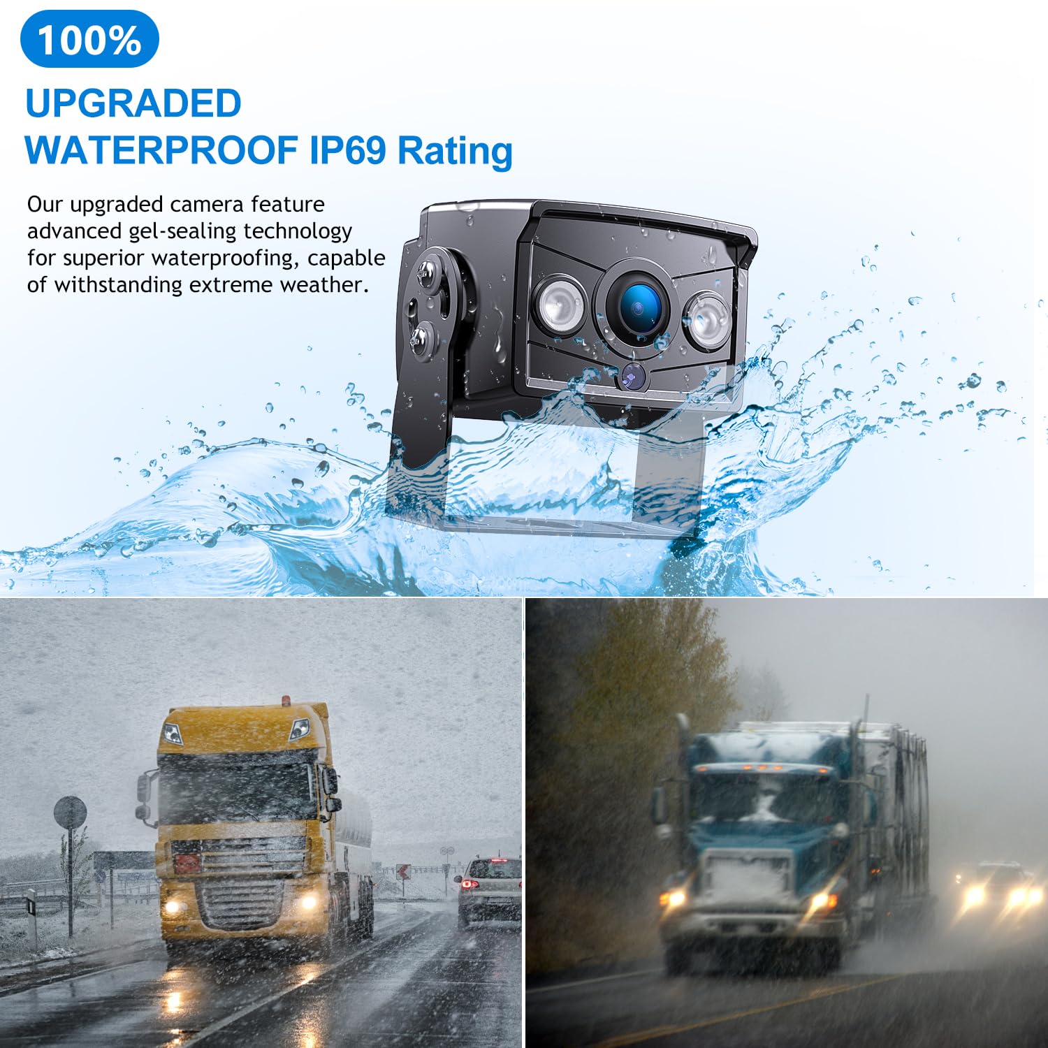 DVKNM Upgrade Backup Camera Monitor Kit 7" HD 1080P Monitor IP69 Waterproof Rearview Reversing Rear View Camera for Truck Trailer RV Pickup (TZ101)