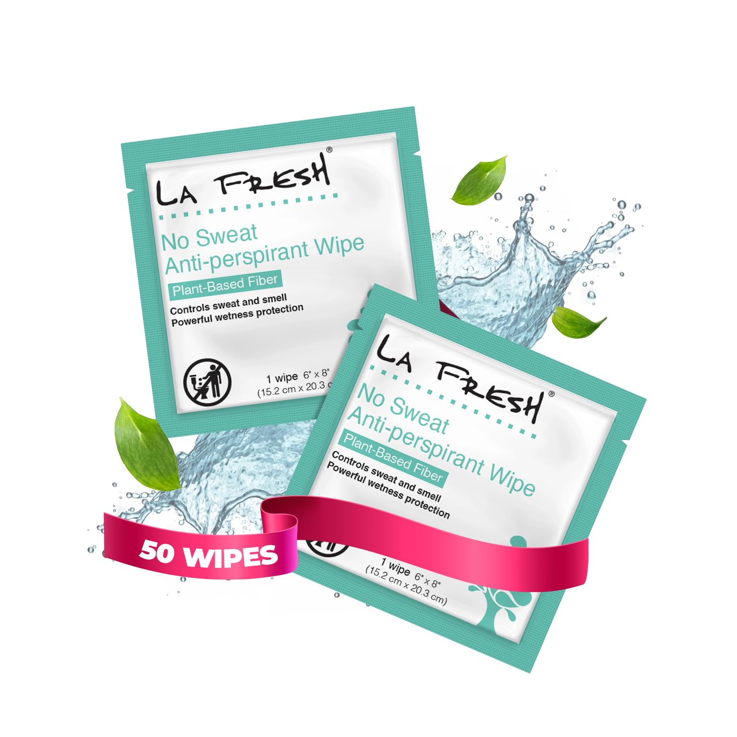 La Fresh Travel Lite Antiperspirant and Body Wipes - 50 Individually Wrapped Deodorant Wipes for Adults, Men and Women Travel Essentials