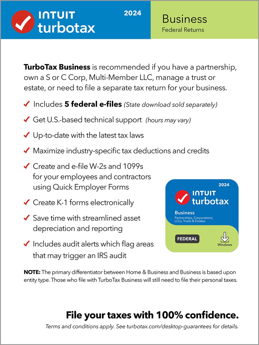 TurboTax Business 2024 Tax Software, Federal Tax Return [PC Download]