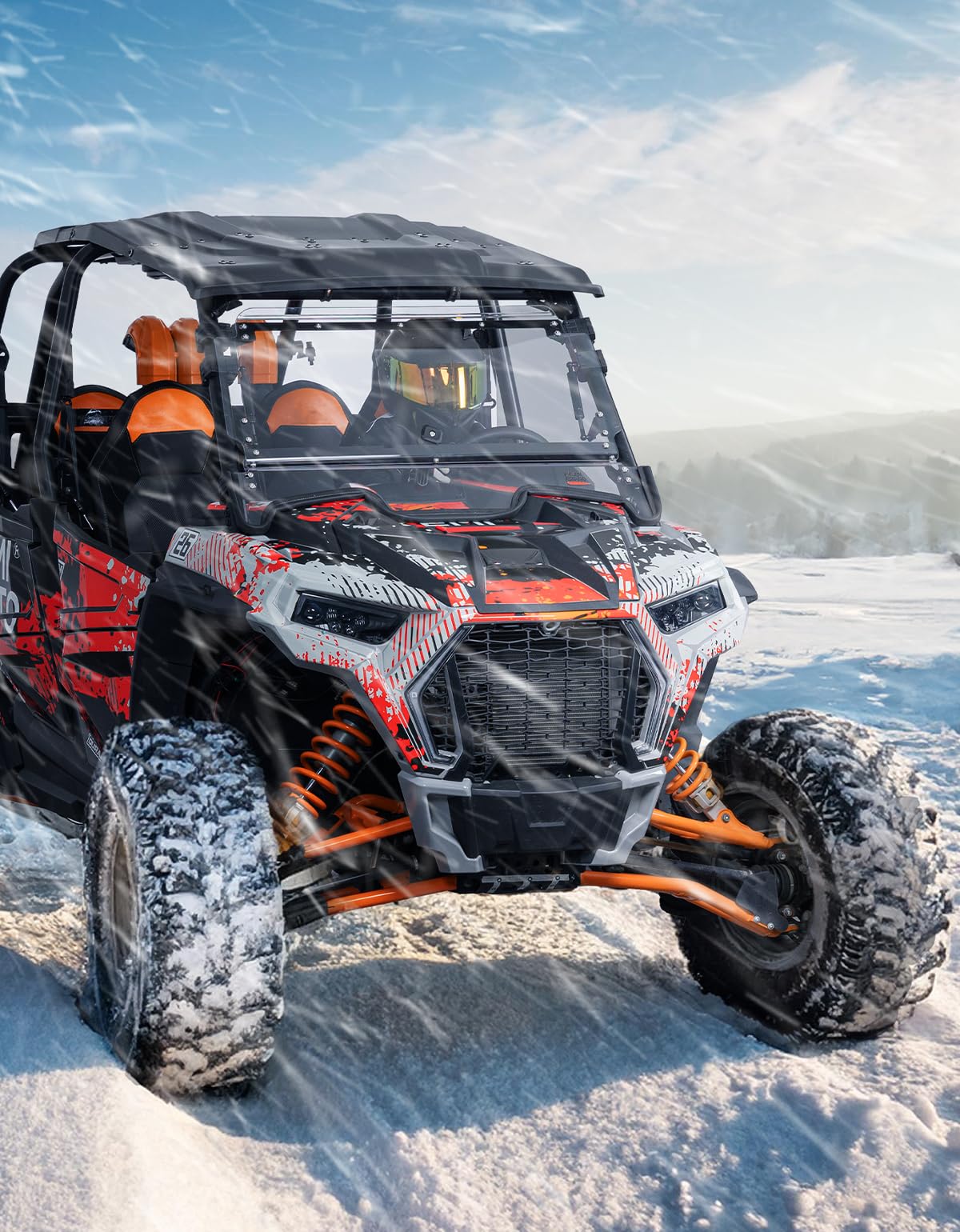 KEMIMOTO 19-23 XP 1000 Flip Up Windshield Upgraded Fit and Seal, Compatible with 2019-2023 Polaris RZR XP 1000 /RZR XP Turbo 2 and 4 Seater, Heavy Duty 2-IN-1 Folding Window Hard Coated PC