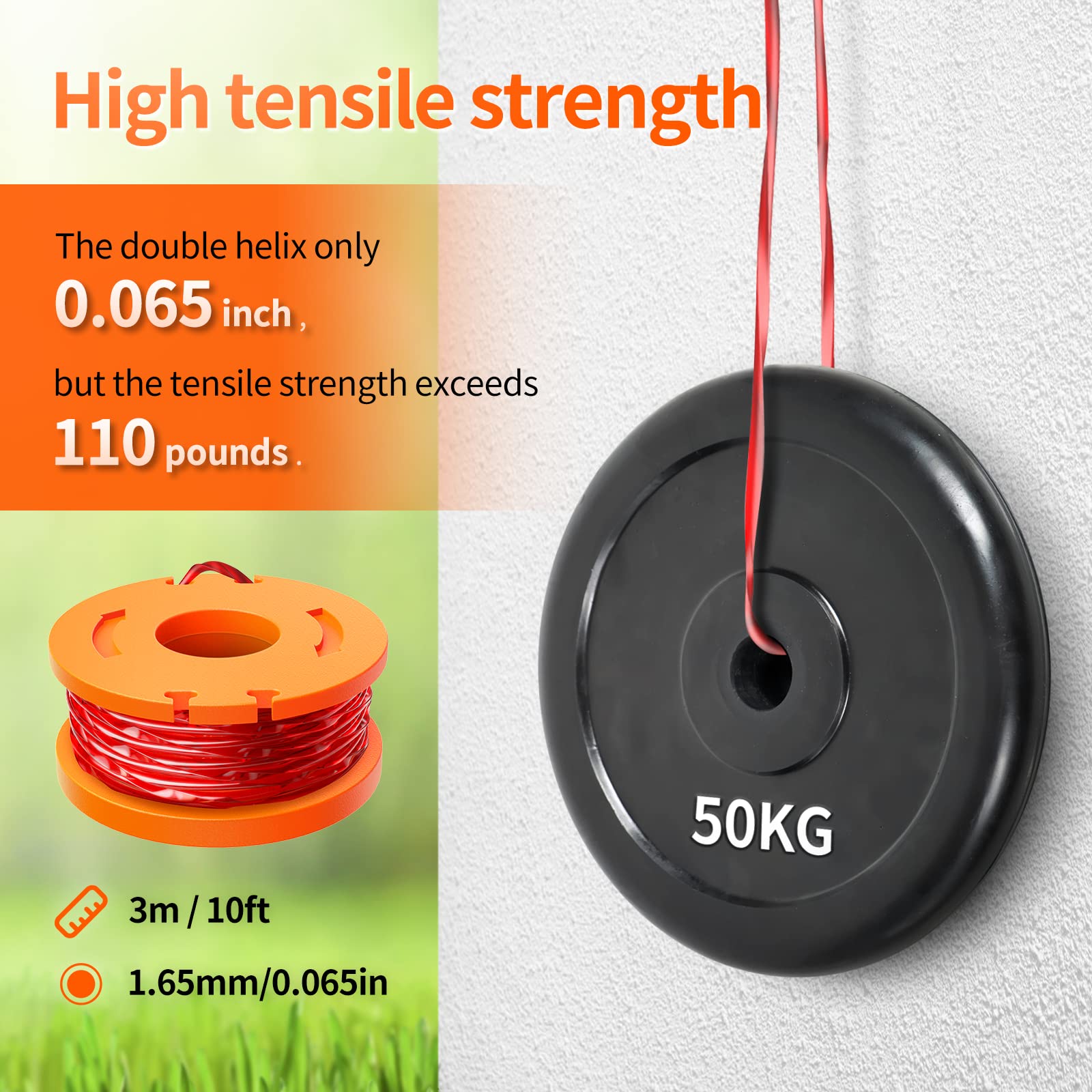 Eventronic 20 Pack WA0010 Trimmer String Compatible with Worx Weed Eater, 0.065" Autofeed Replacement Spool Trimmer Line for Worx Weed Eater (16 Line Spools + 4 Cap)