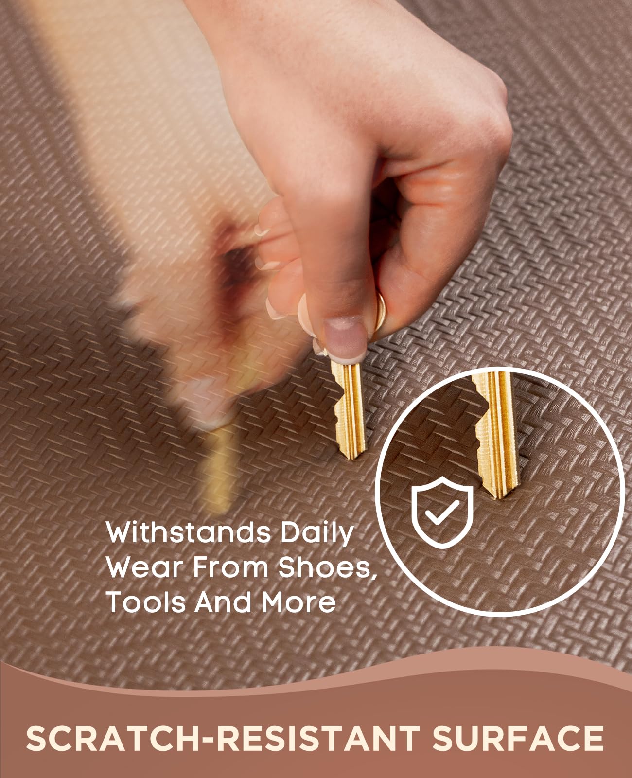Ophanie Kitchen Mats for Floor, 3/4 inch Thick, 17x28 Anti Fatigue Cushioned Mat, Kitchen Rugs, Waterproof, Comfort Ergonomic Standing Mat for Office, Home, Sink, Brown Non-Slip Ridged Bottom