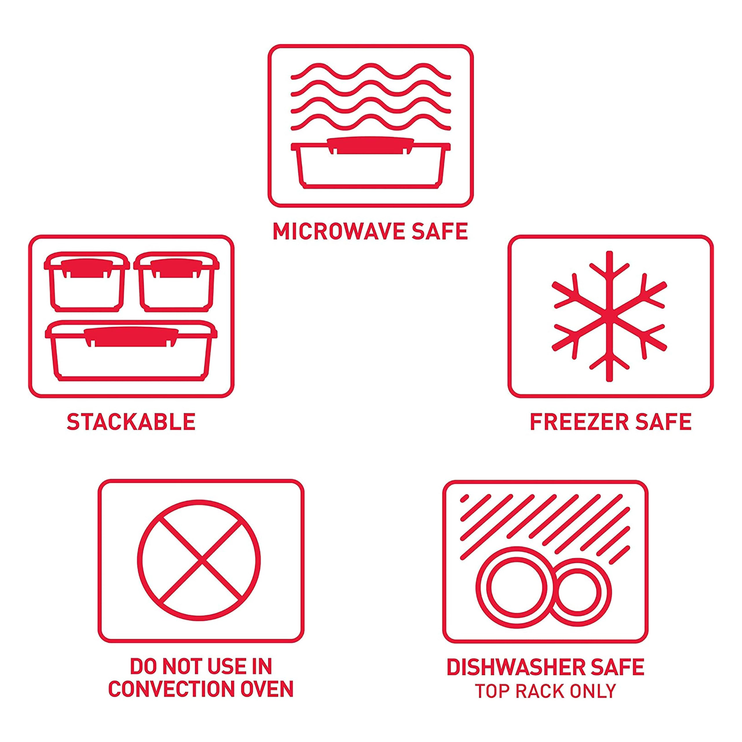 Sistema Microwave Food Storage Containers with Steam Release Vent, Dishwasher Safe Red