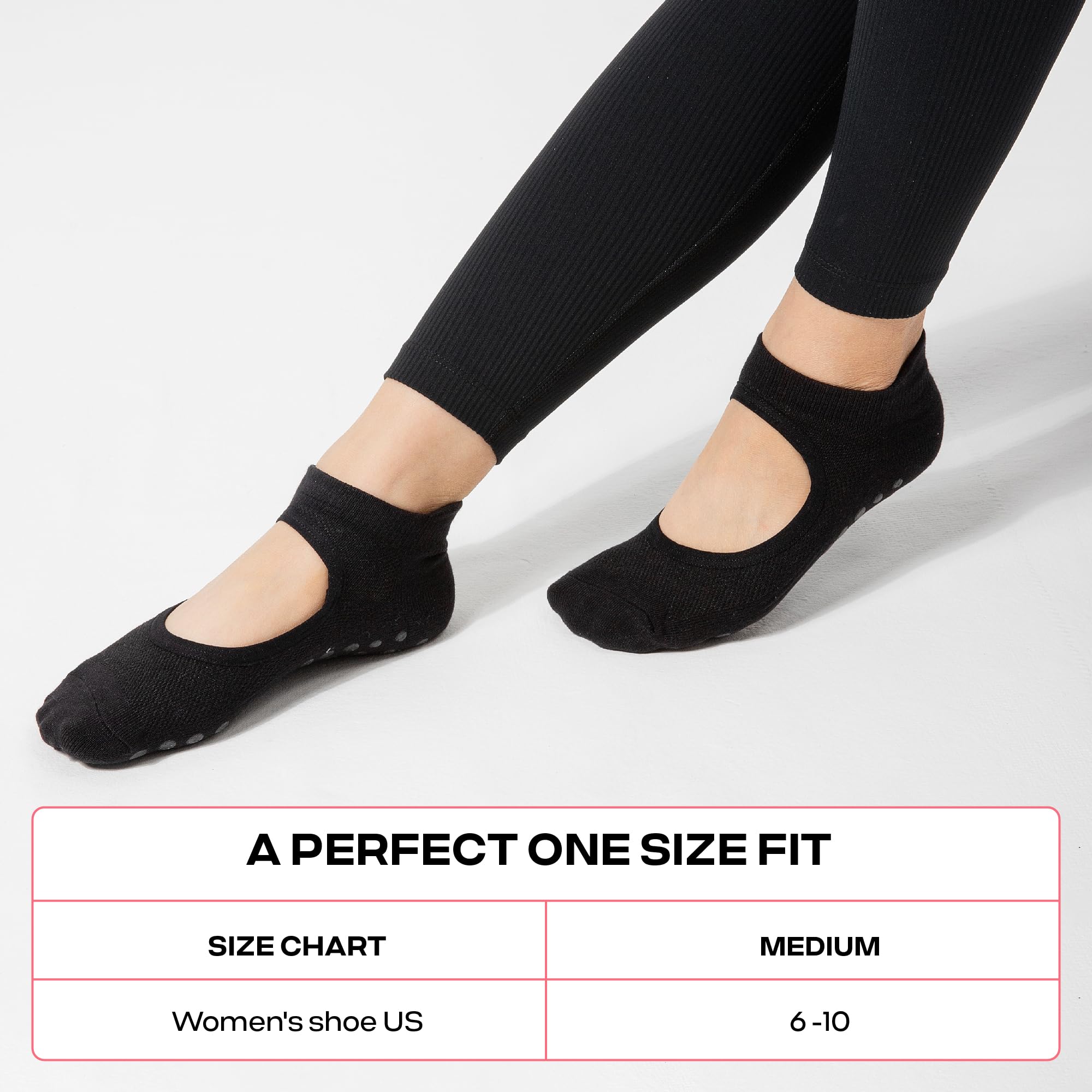 CoolMate Pilates Socks with Grips for Women, Yoga Socks, Crew Non Slip Women for Workout, Barre, Pilates Gifts (US, Numeric, 6, 10, Regular, Regular, 4 Pairs Open Top Pink/White/Light Purple/Black)
