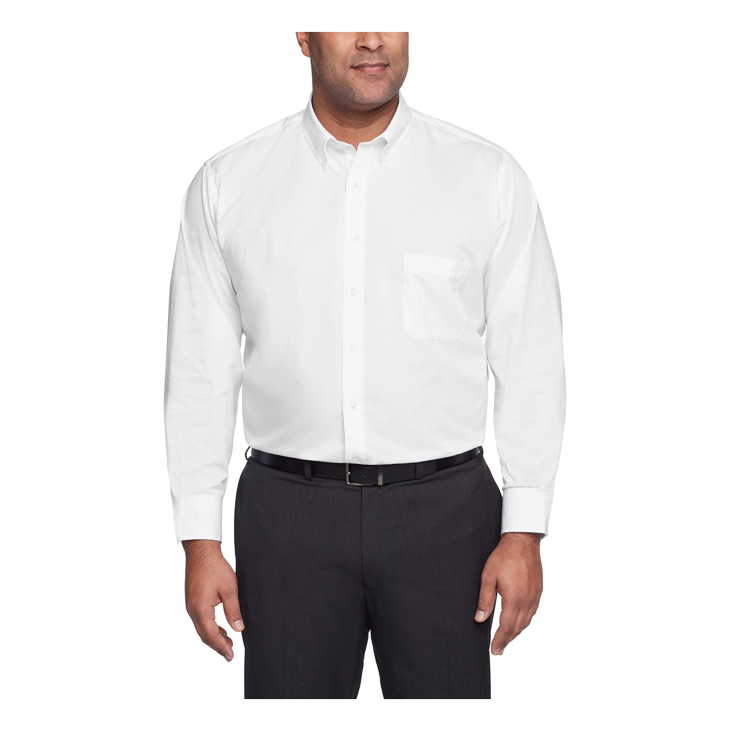 IZOD Men's FIT Dress Shirts Stretch Solid (Big and Tall), White, 20" Neck 34"-35" Sleeve