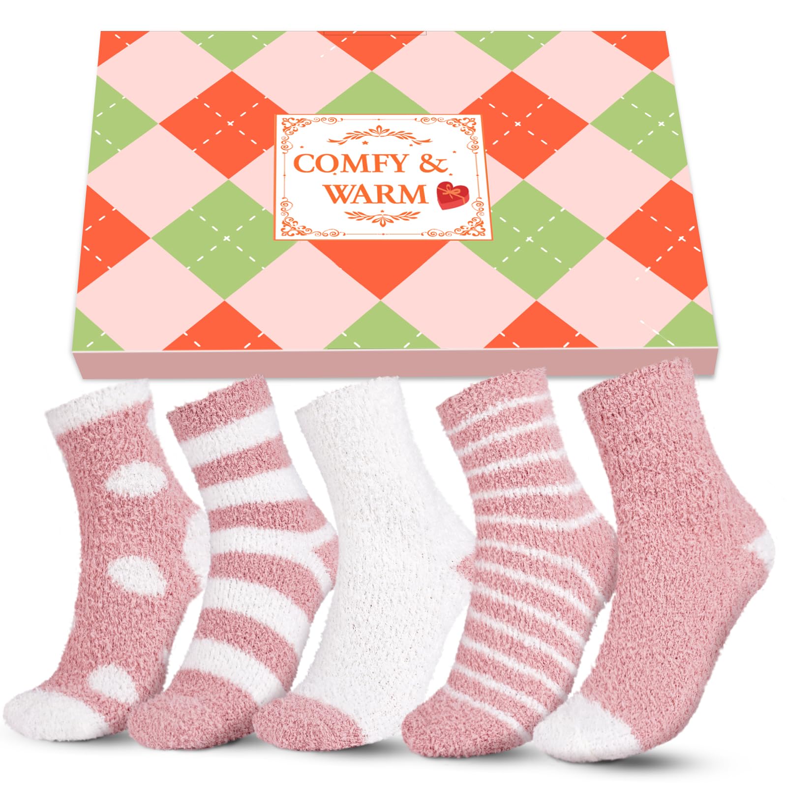 Stocking Stuffers for Women Fuzzy Socks - Christmas Gifts for Women Soft Cozy Cute Pink Fluffy Socks Gifts for Teen Girls Sister Winter Warm Cozy Slipper Gifts for Her Wife Mom Girlfriend Daughter