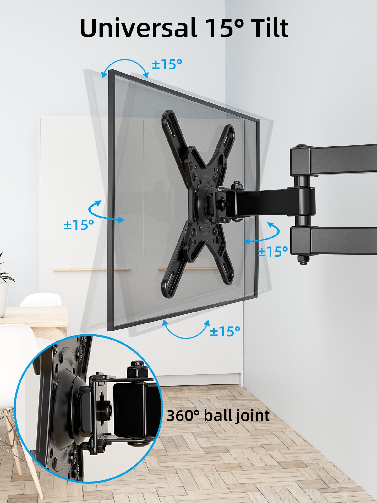 HOME VISION Full Motion TV Wall Mount, [360° Rotation] [180° Swivel] [21.9" Extend Arm] TV Mount for 17-42inch Flat Curved Screen TV, Monitor Wall Mount TV Bracket, Max VESA 200x200mm, up to 33 Lbs