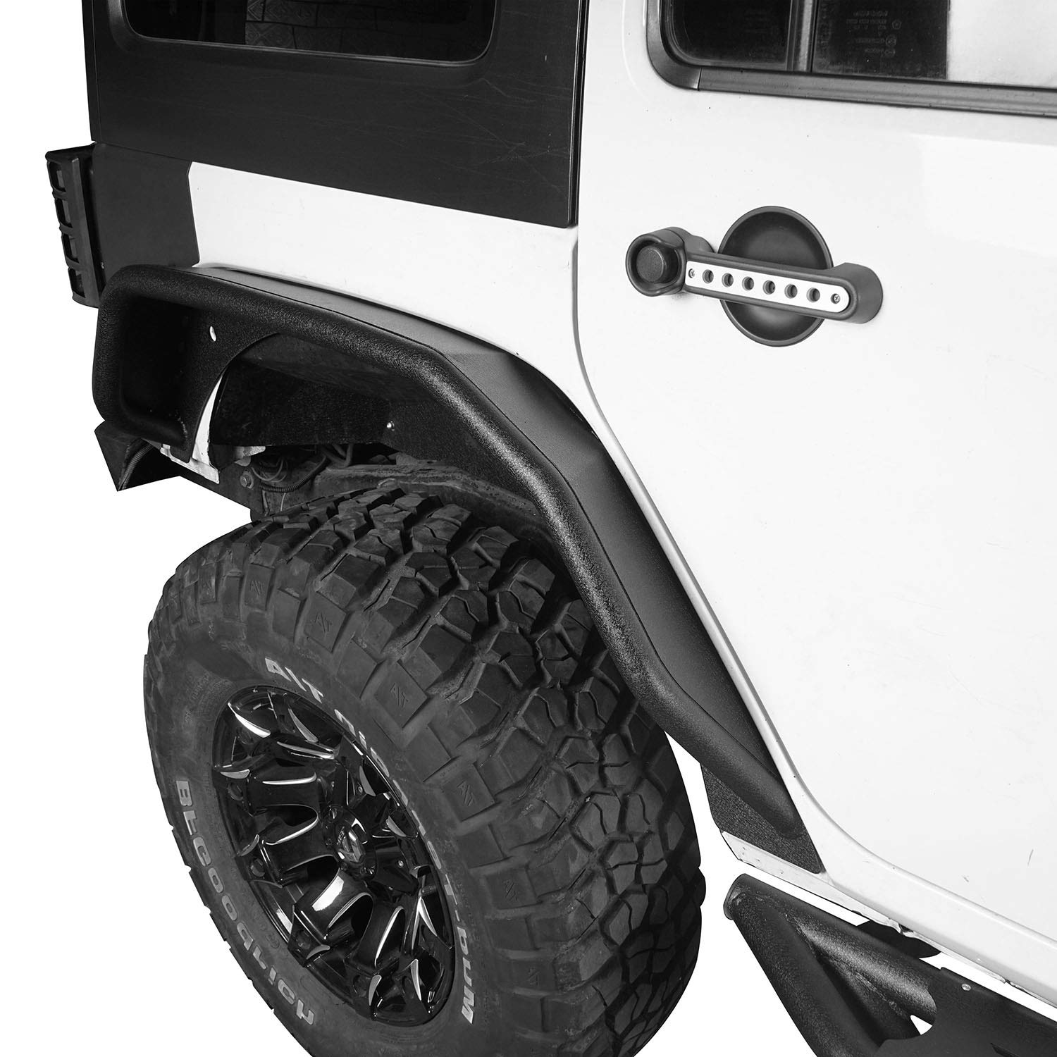 Hooke Road JK Tubular Tube Fender Flares Front & Rear Kit for 2007-2018 Jeep Wrangler JK 2/4 Doors Textured Black Solid Wheel Fenders