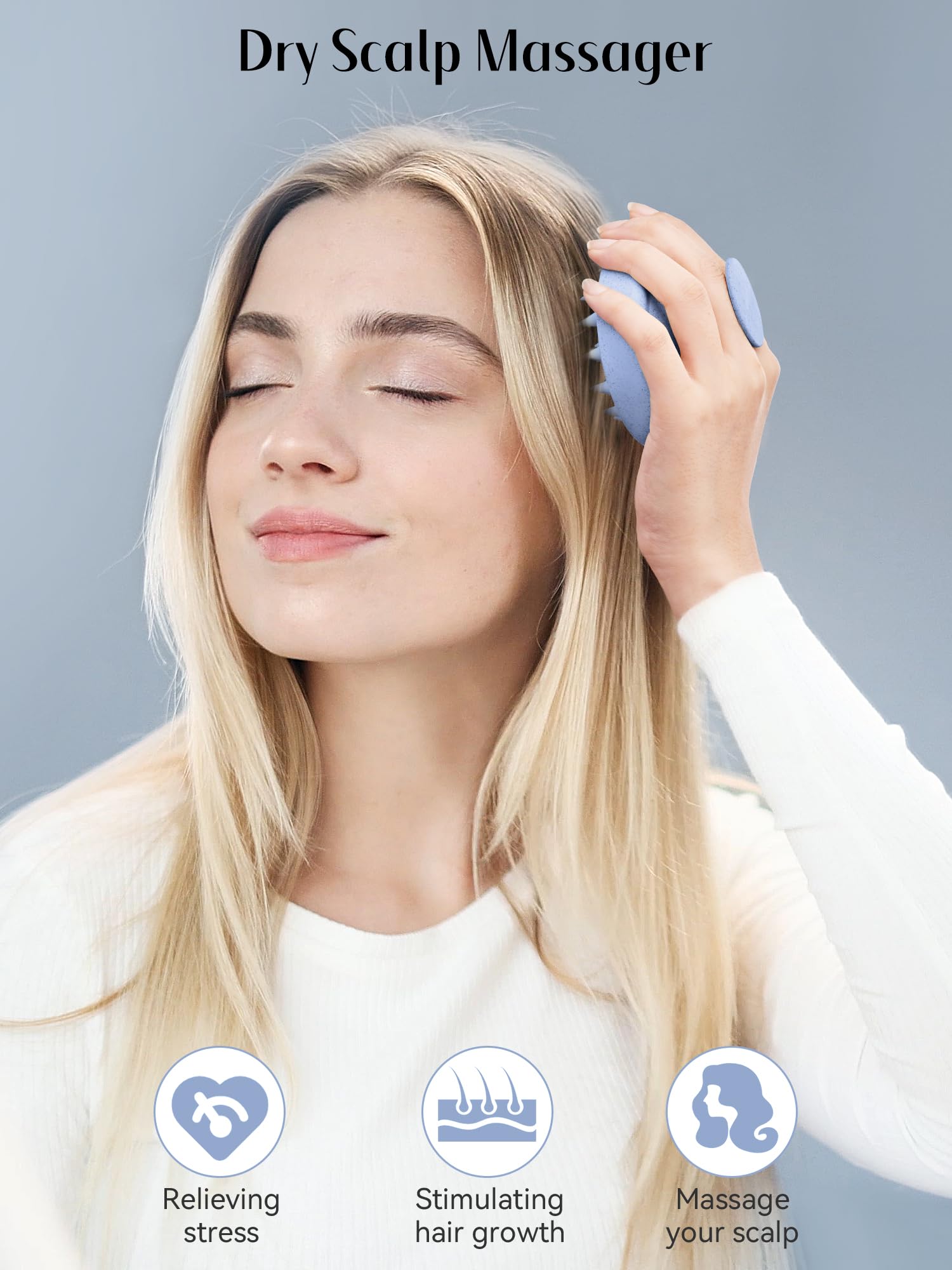 HEETA Scalp Massager Hair Growth, Soft Silicone Bristles to Remove Dandruff and Relieve Itching, Scalp Scrubber for Hair Care Relax Scalp, Shampoo Brush for Wet Dry Hair, Upgraded Material, Blue