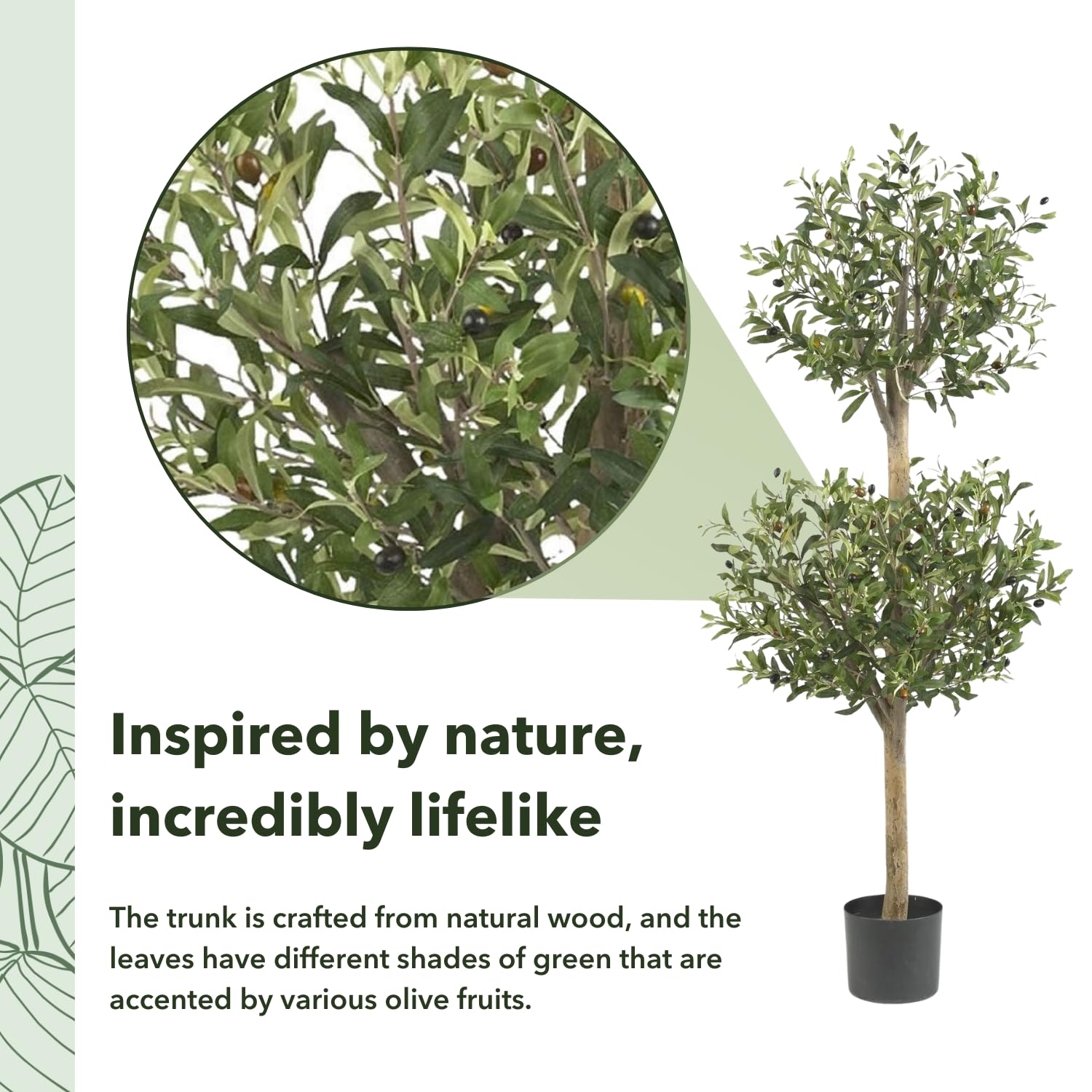 Nearly Natural 5309 Olive Double Topiary Silk Tree, 4.5-Feet, Green