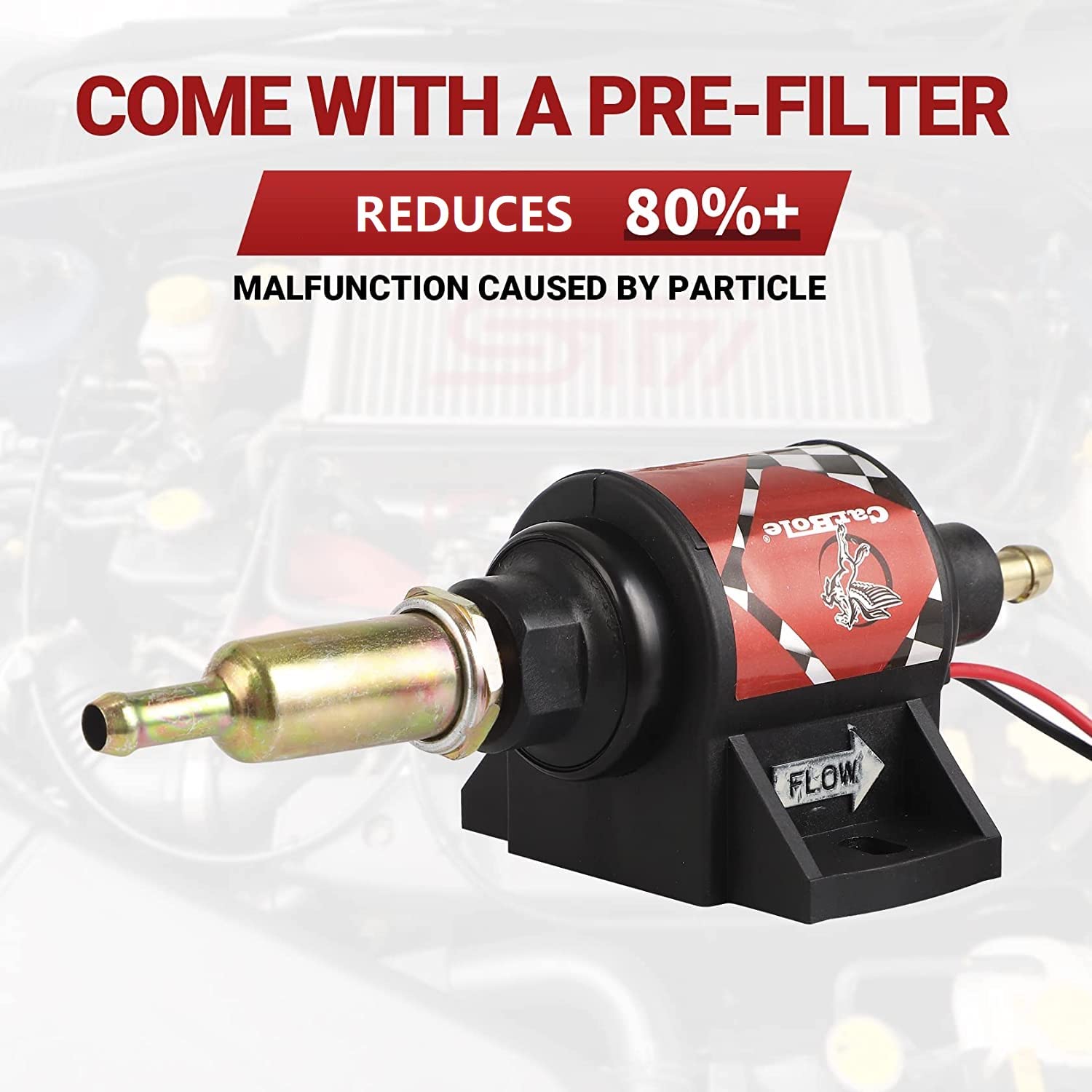 CarBole Gasoline Electric Fuel Pump Universal 5/16 Inch Inlet and Outlet Inline 12V 1-2A 28GPH 2-3.5P.S.I. Operating Fuel Pressure