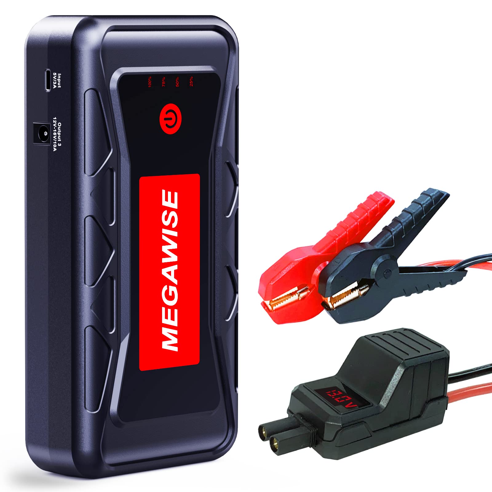 MEGAWISE 2500A Peak 21800mAh Car Battery Jump Starter (up to 8.0L Gas/6.5L Diesel Engines) 12V Portable Power Pack Auto Battery Booster with Dual USB Outputs