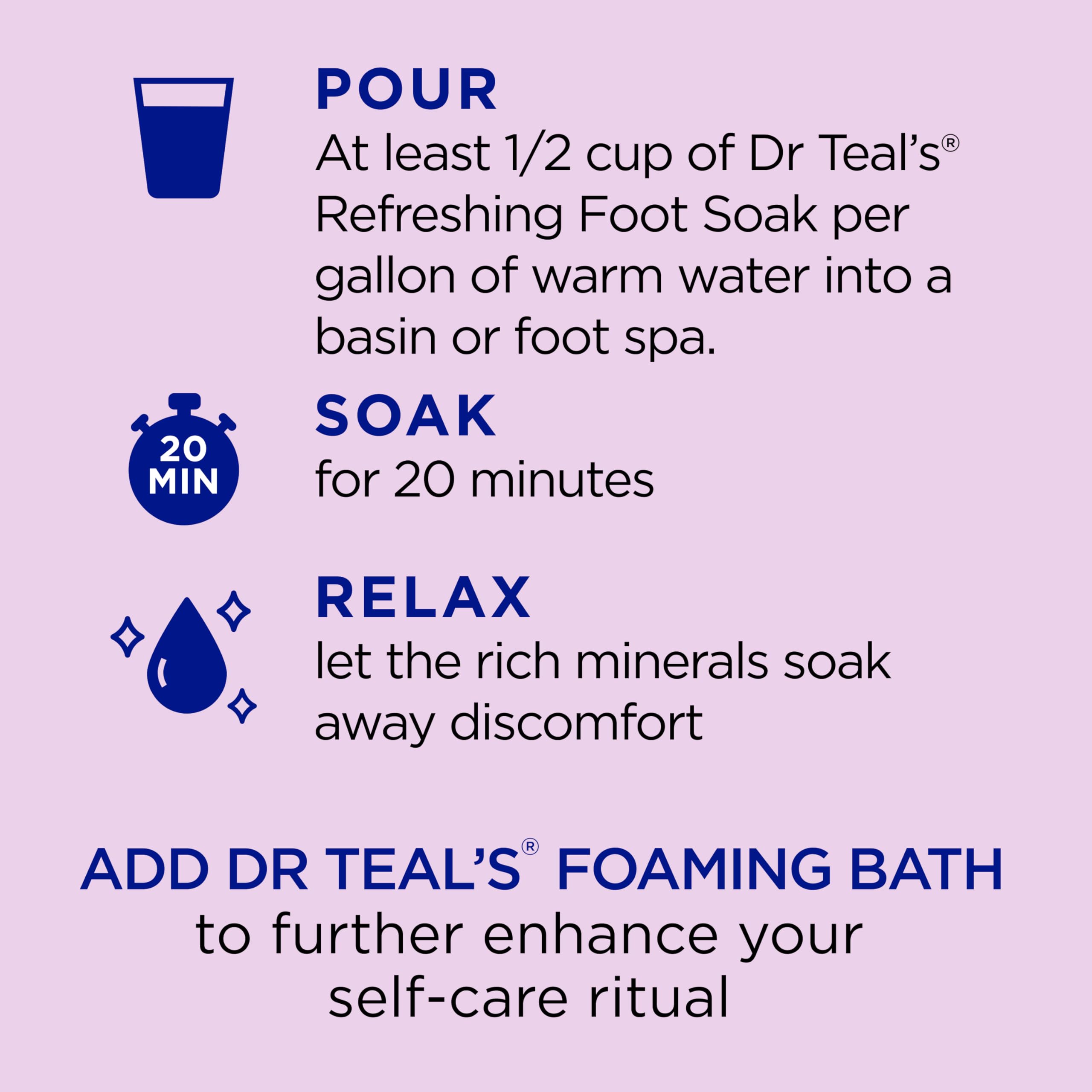 Dr Teal’s Foaming Bath with Pure Epsom Salt, Soothe & Sleep with Lavender, 34 fl oz