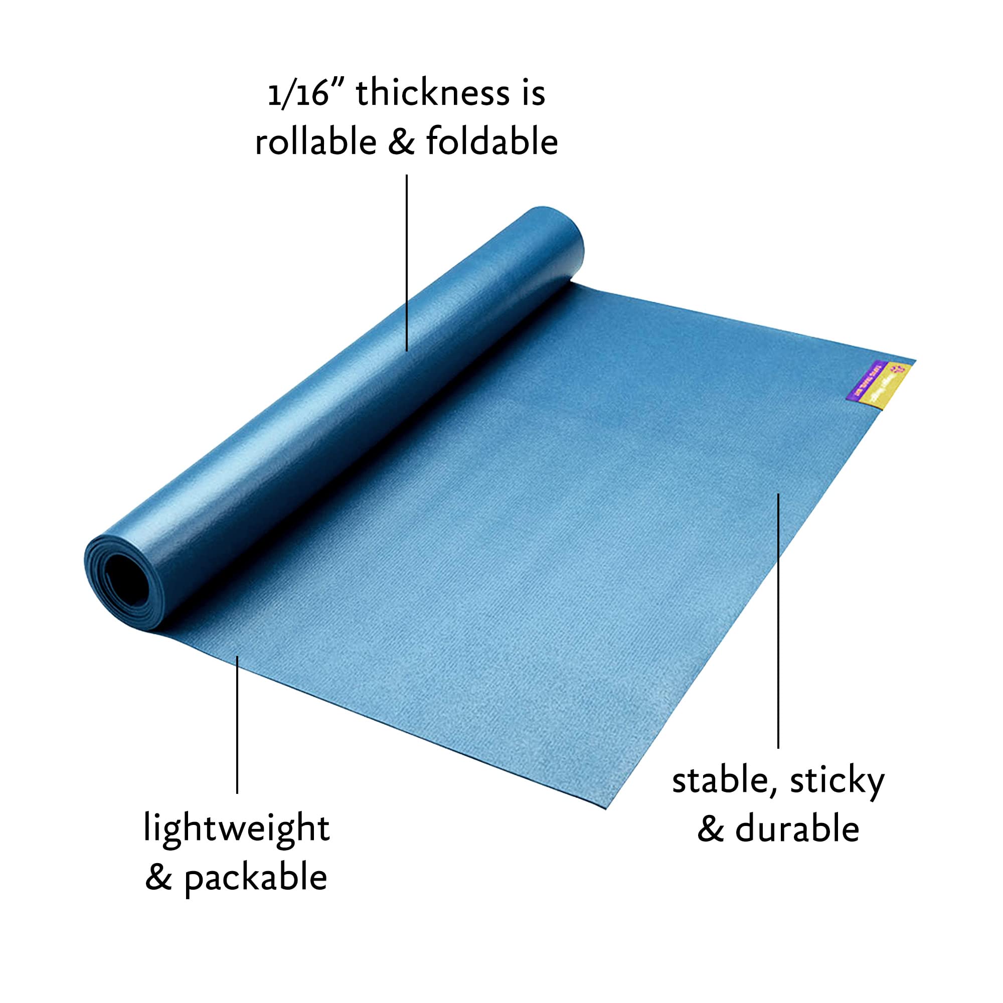 Hugger Mugger Tapas Travel Yoga Mat - Blue - Super Portable and Durable, Textured Sticky Surface, May be Folded or Rolled, Packable, Economical