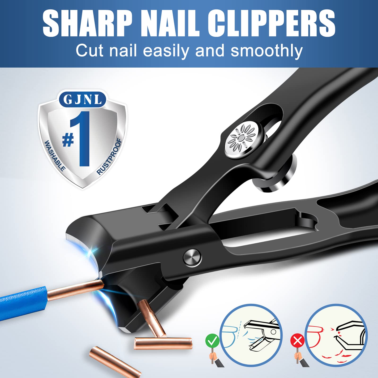 German Nail Clippers for Men Thick Nails, Large Wide Jaw Opening Toenail Clippers for Seniors with Catcher - Heavy Duty Stainless Steel No Splash Fingernail Clippers Cutter w Storage