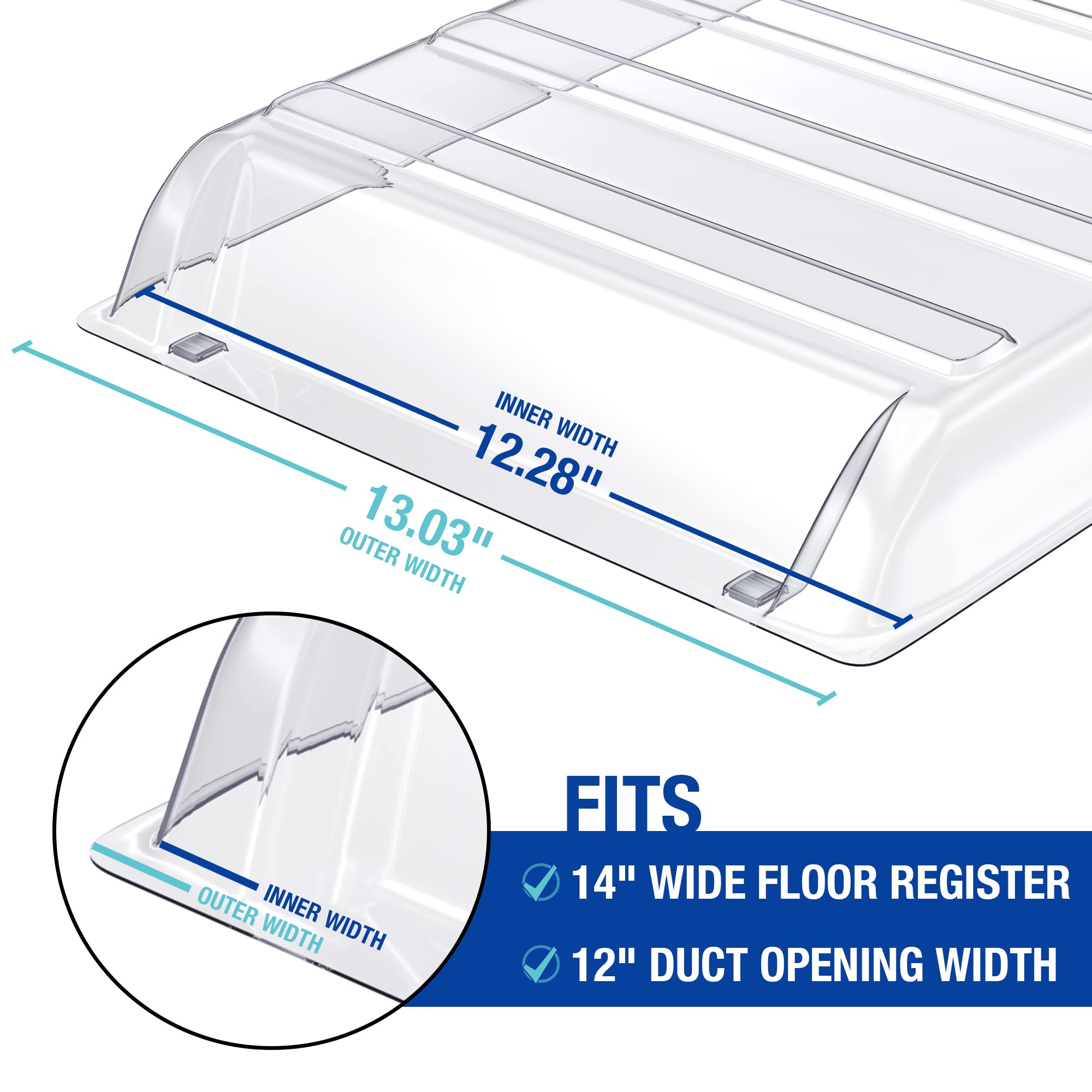 Ventilaider Magnetic Air Vent Extender for Under Furniture, Improved Stronger Plastic Material, Fits Floor Registers Up to 14" Wide, Dimensions: 1.5" Tall, 12.9" Wide, Extends From 17" Up to 33" Long