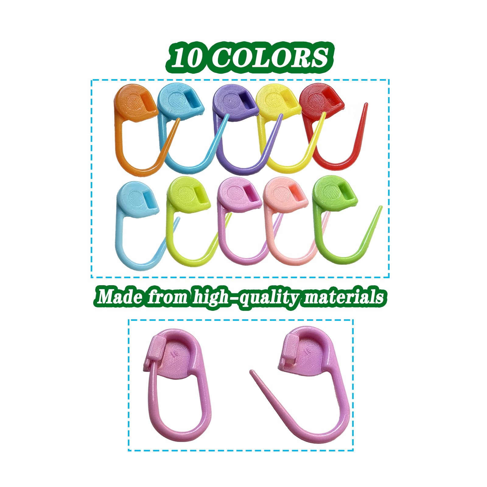 Meikeer 150 Pieces Knitting Crochet Locking Stitch Markers Stitch Needle Clip Counter 10 Colors (Color Ship Randomly)