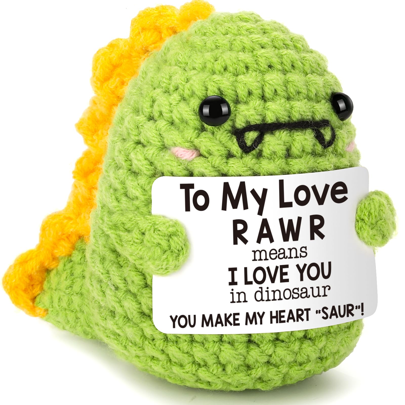 Mini Valentine's Day Gift for Boyfriend Girlfriend Wife Husband I Love You Valentines Day Decor Cute Funny Couple Gifts Handmade Crochet Dinosaur for Fiance Wife Husband BF Small Birthday Gifts