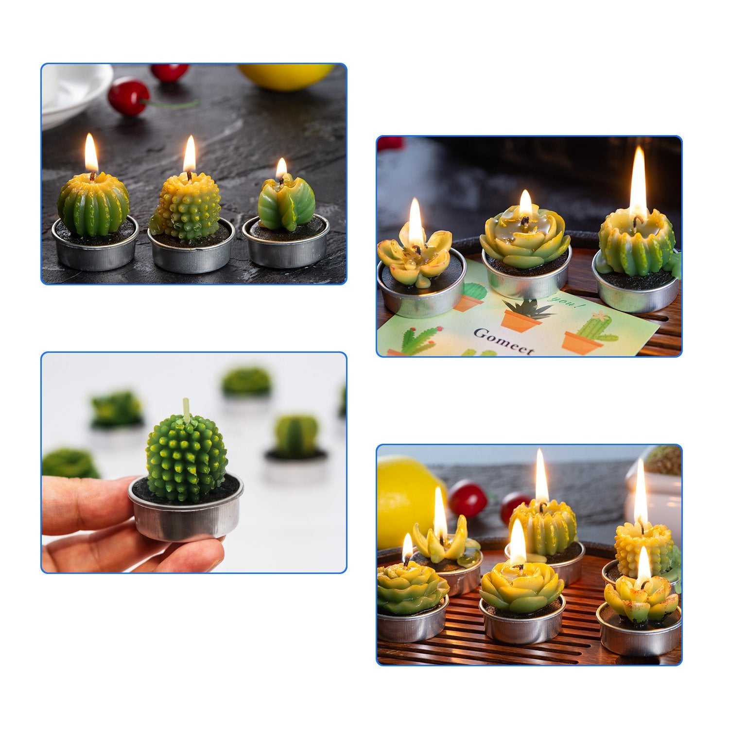 Handmade Delicate Succulent Cactus Candles for Birthday Party Wedding Spa Home Decoration(6 Packs-1)