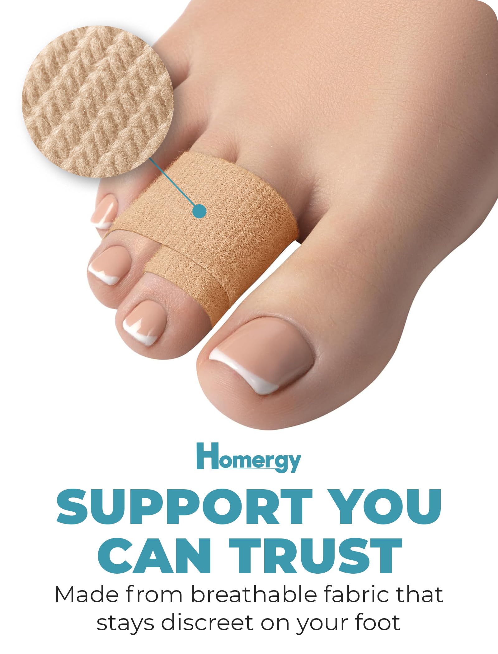 Homergy Hammer Toe corrector for Women and Men, 4 Pack, Reusable Fabric Buddy Wraps for Broken Toes, Hammertoe Corrector