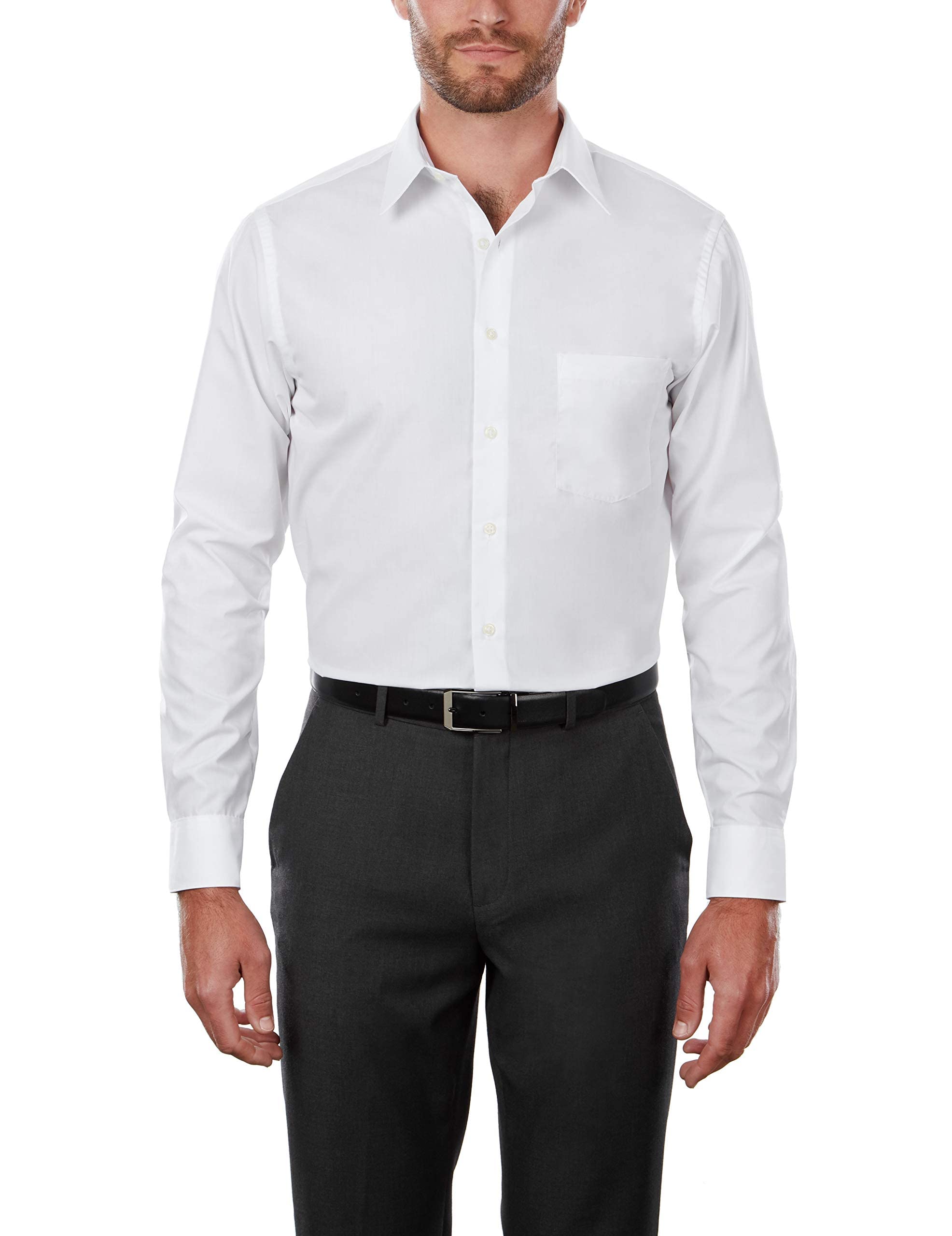 Van Heusen Men's Size Tall Fit Dress Shirts Poplin, White, 20" Neck 35"-36" Sleeve
