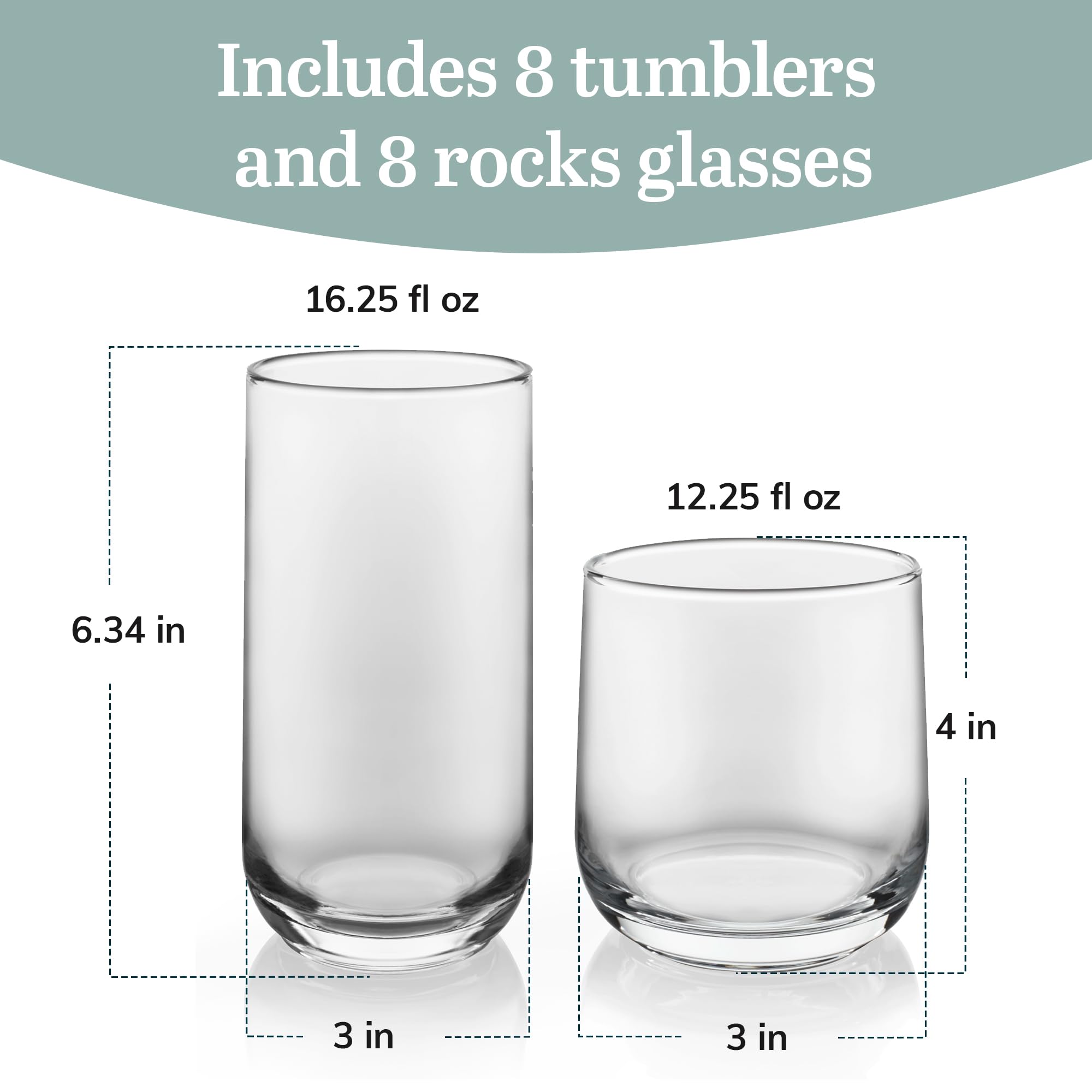 Libbey Ascent 16-Piece Tumbler and Rocks Glass Set