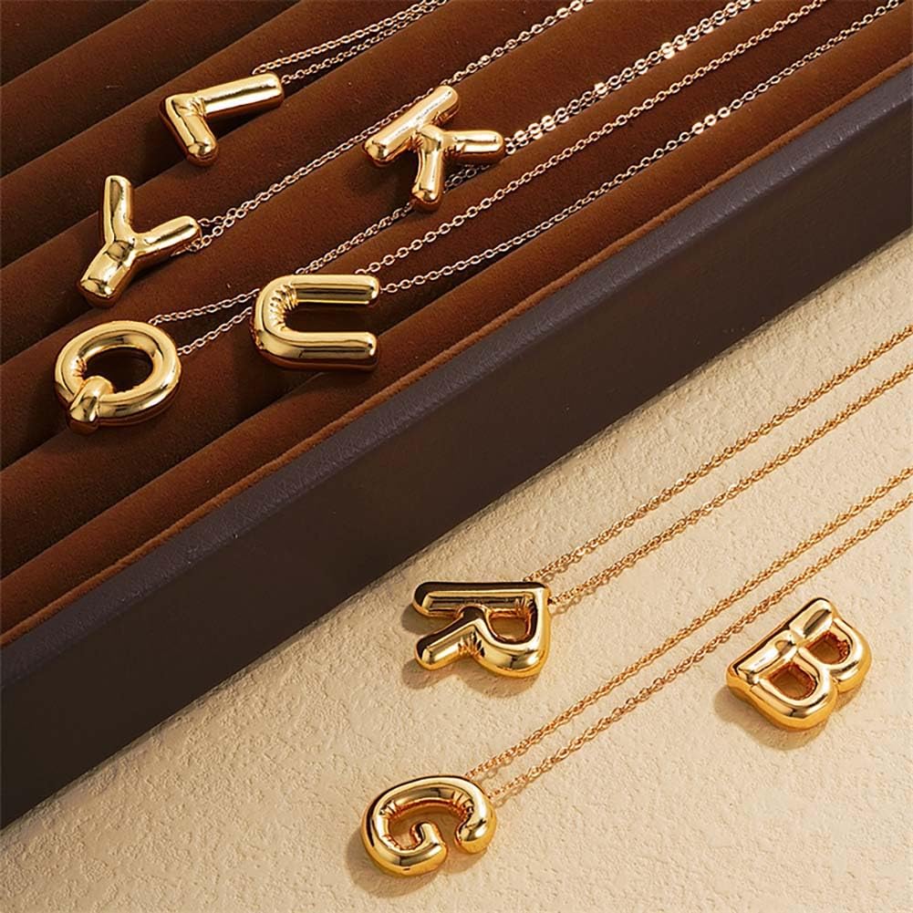 PANSHI Gold Necklace Initial Necklaces for Women Teens Layered Choker Bubble Letter Necklace Gold Jewelry Teen Gift Trendy Stuff Personalized Gifts for Women Her A.