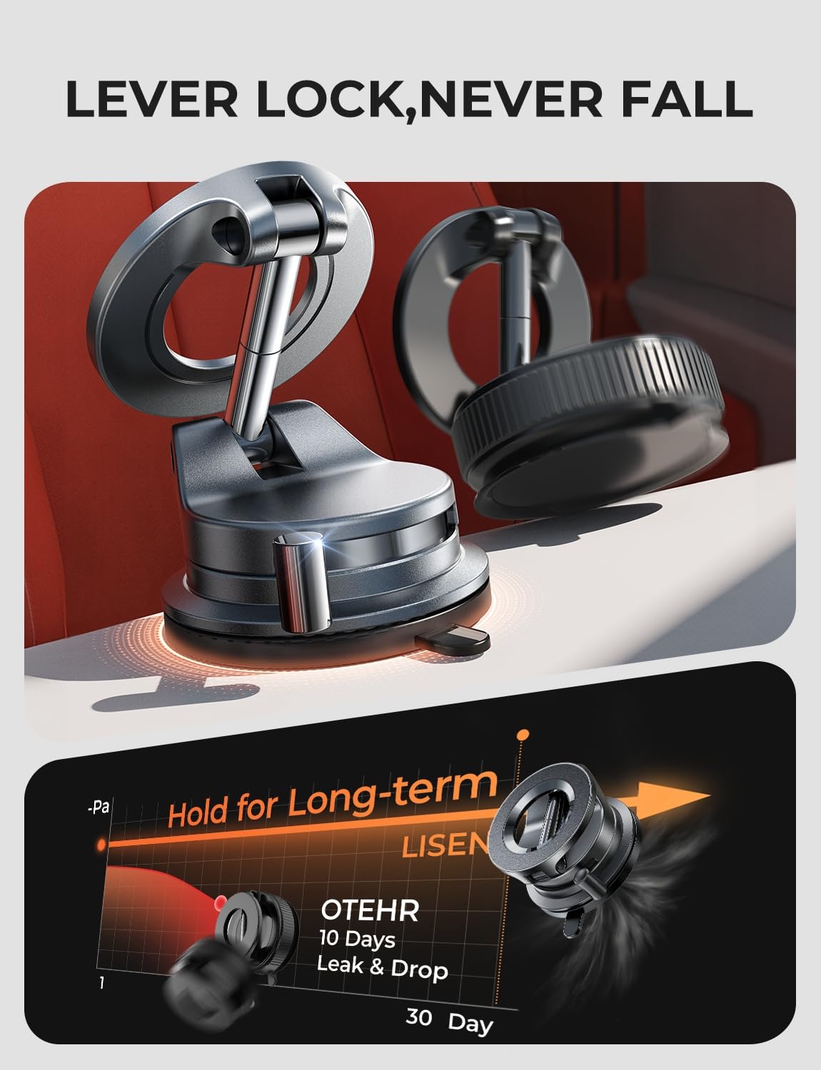 LISEN Vacuum Magnetic Phone Holder for Car, SuctionPro Magsafe Car Mount 360 Adjustable Phone Mount for Car Accessories/Truck/Jeep/Windshield/Mirror/Kitchen/Gym for iPhone 17 Pro Max 16 15 14 13