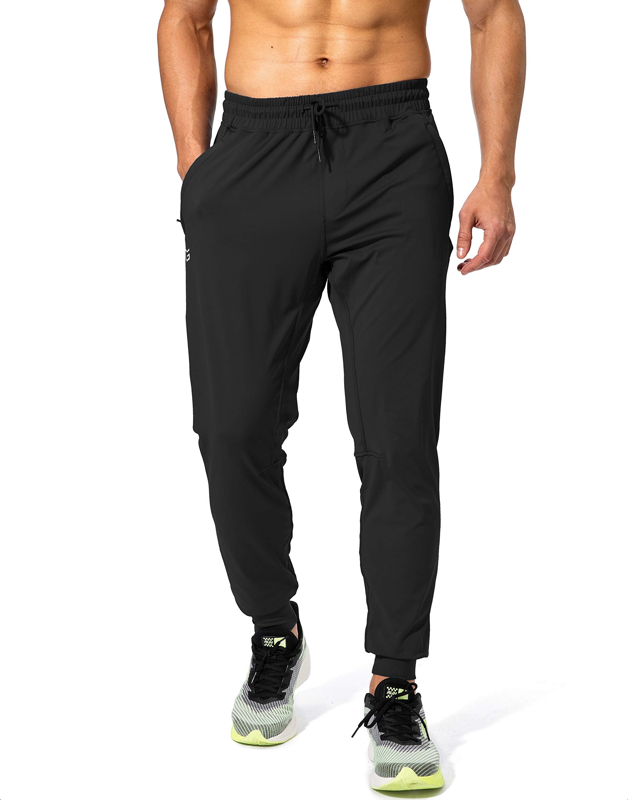 G Gradual Men's Sweatpants with Zipper Pockets Athletic Pants Traning Track Pants Joggers for Men Soccer, Running, Workout(Black,M)