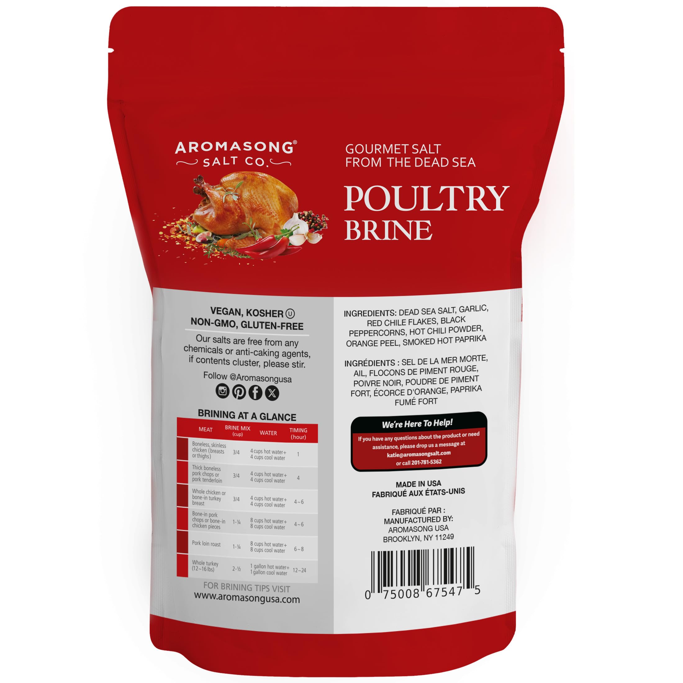 Aromasong Turkey Brine, Hot & Spicy, For Wet & Dry Brining, 2 Lb. 100% Natural, Gourmet Sea Salt Poultry Seasoning, for Roasting, Grilling, & Smoking for Brisket, Chicken, Pork & Beef.