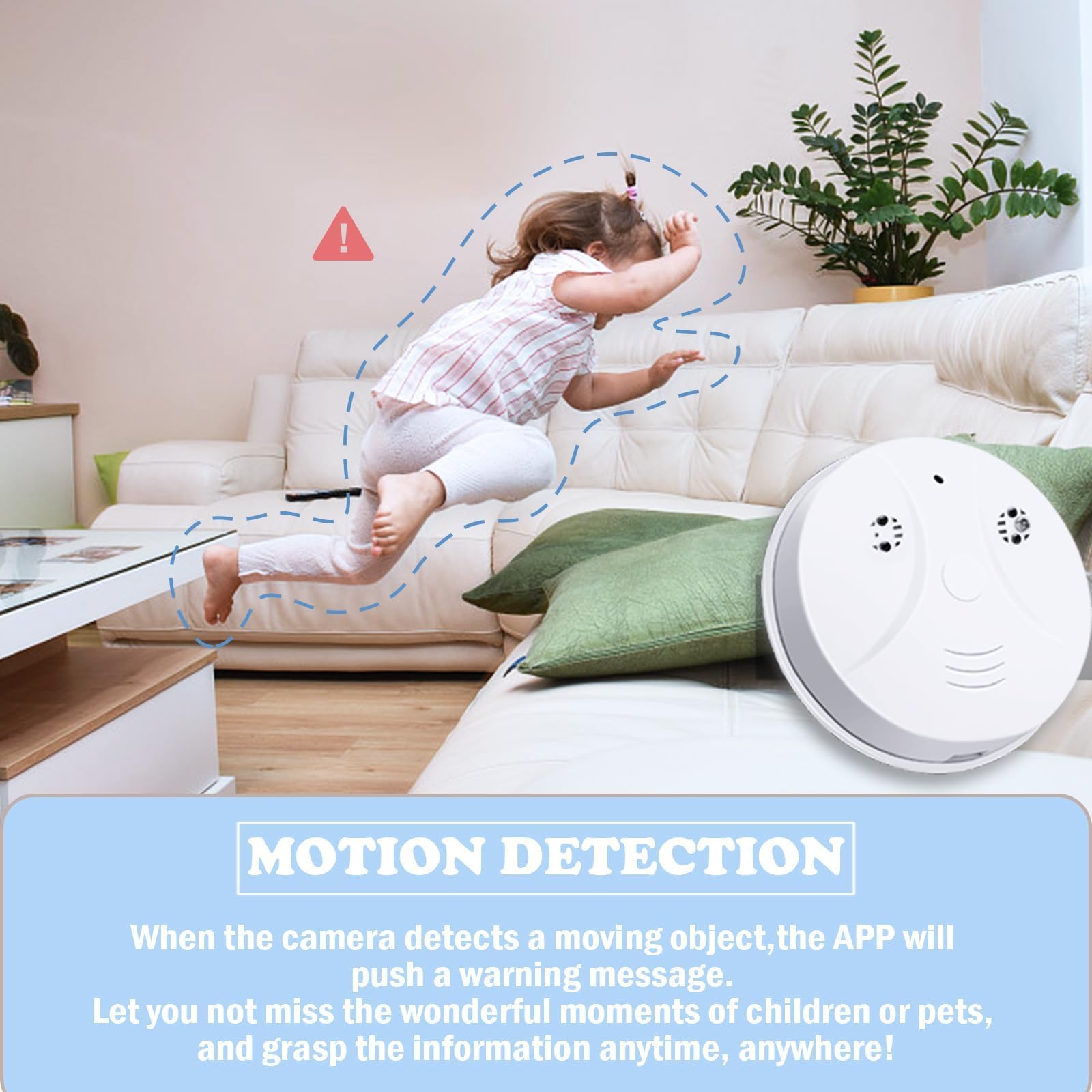 Hidden Camera Detector WiFi Smoke Detector Nanny Camera 1080P Wireless Nanny Camera Motion Detection Alert Push Night Vision APP Remote Viewing Indoor Security Camera for Baby/Pet