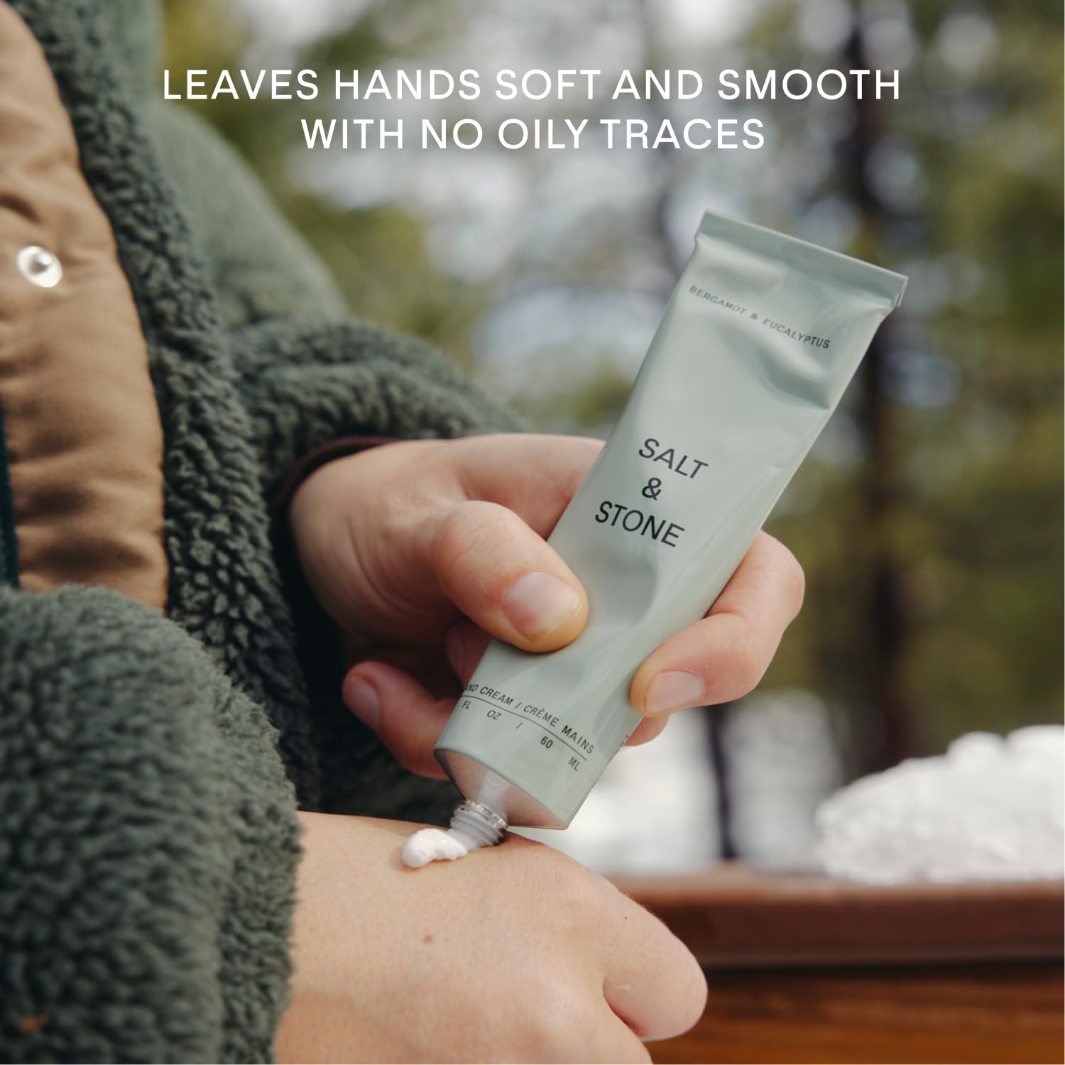 Salt & Stone Hand Cream for Women & Men | Bergamot & Hinoki | Hydrates, Nourishes & Softens Skin | Restores Dry Cracked Hands | Fast-Absorbing | Cruelty-Free & Vegan (2 fl oz)