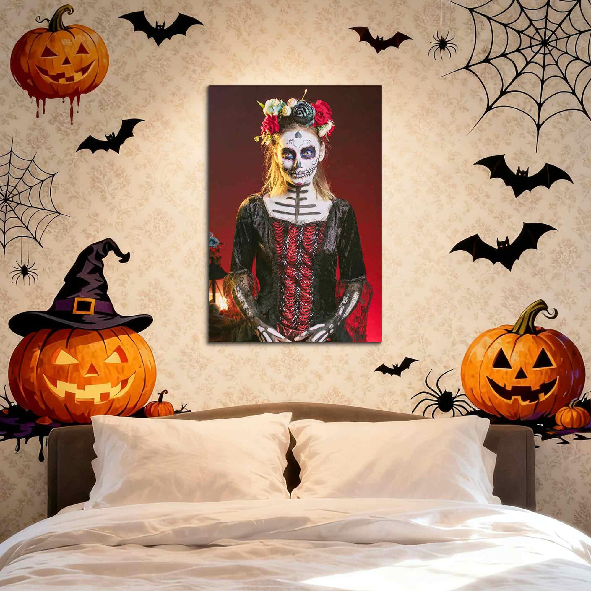 Custom Halloween Canvas Wall Art Decor, Personalized Halloween Canvas Wall Art & Framed Prints for Living Room, Bedroom, Office & Autumn Fall Home Decoration (8" X 10")