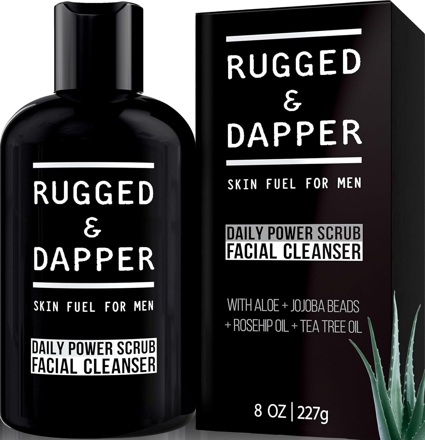 RUGGED & DAPPER Daily Power Scrub | 8 oz | Premium Exfoliating Mens Face Wash | Deep Cleans + Prevents Breakouts | Face Wash Men's | Natural Ingredients | Made in USA