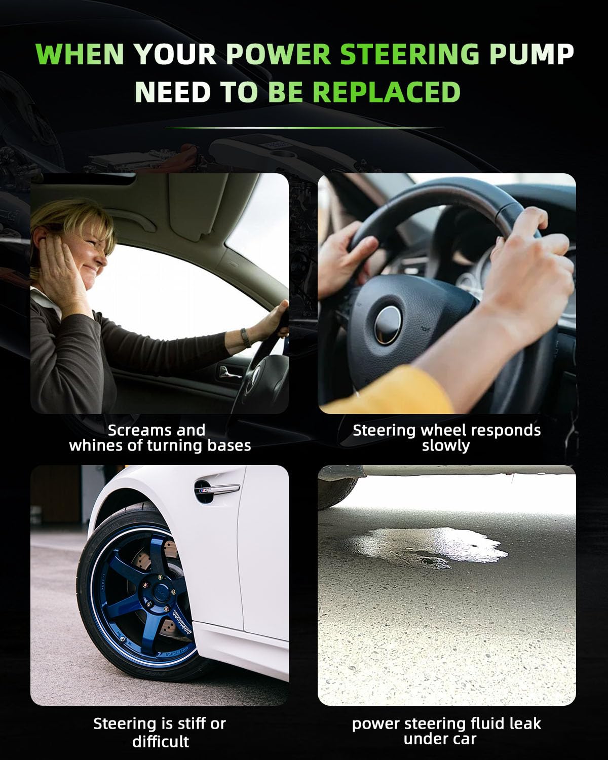 SCITOO Power Steering Pump Compatible for 2005-2009 for Hyundai Tucson,2004-2009 for Kia Spectra,2005-2009 for Kia Spectra5,21-5440,Power Steering Pump Kit