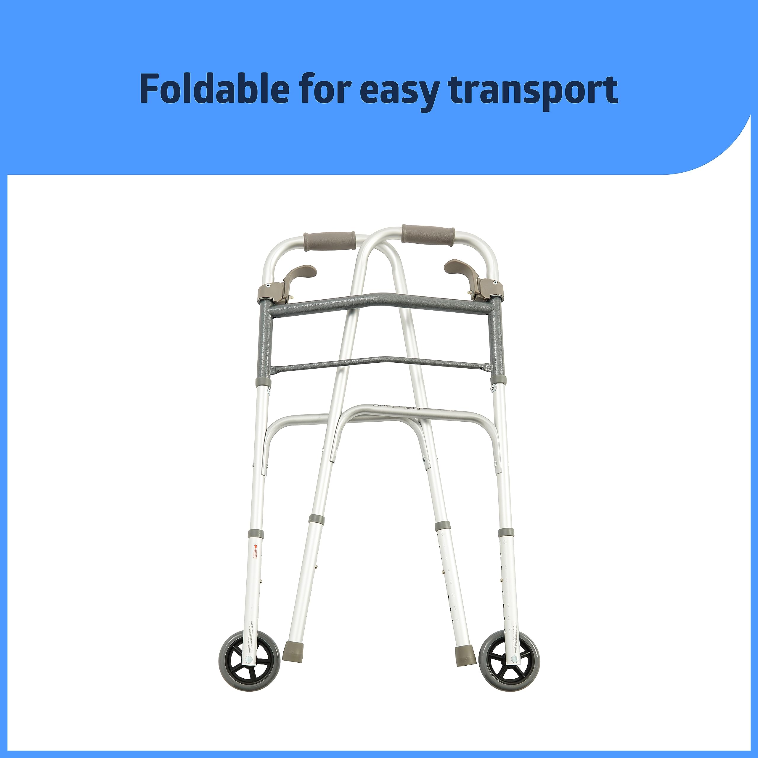Medline Folding Paddle Walker – Comfortable, Maneuverable, for Injury, Moderate Weight Support Suited for Adults & Seniors