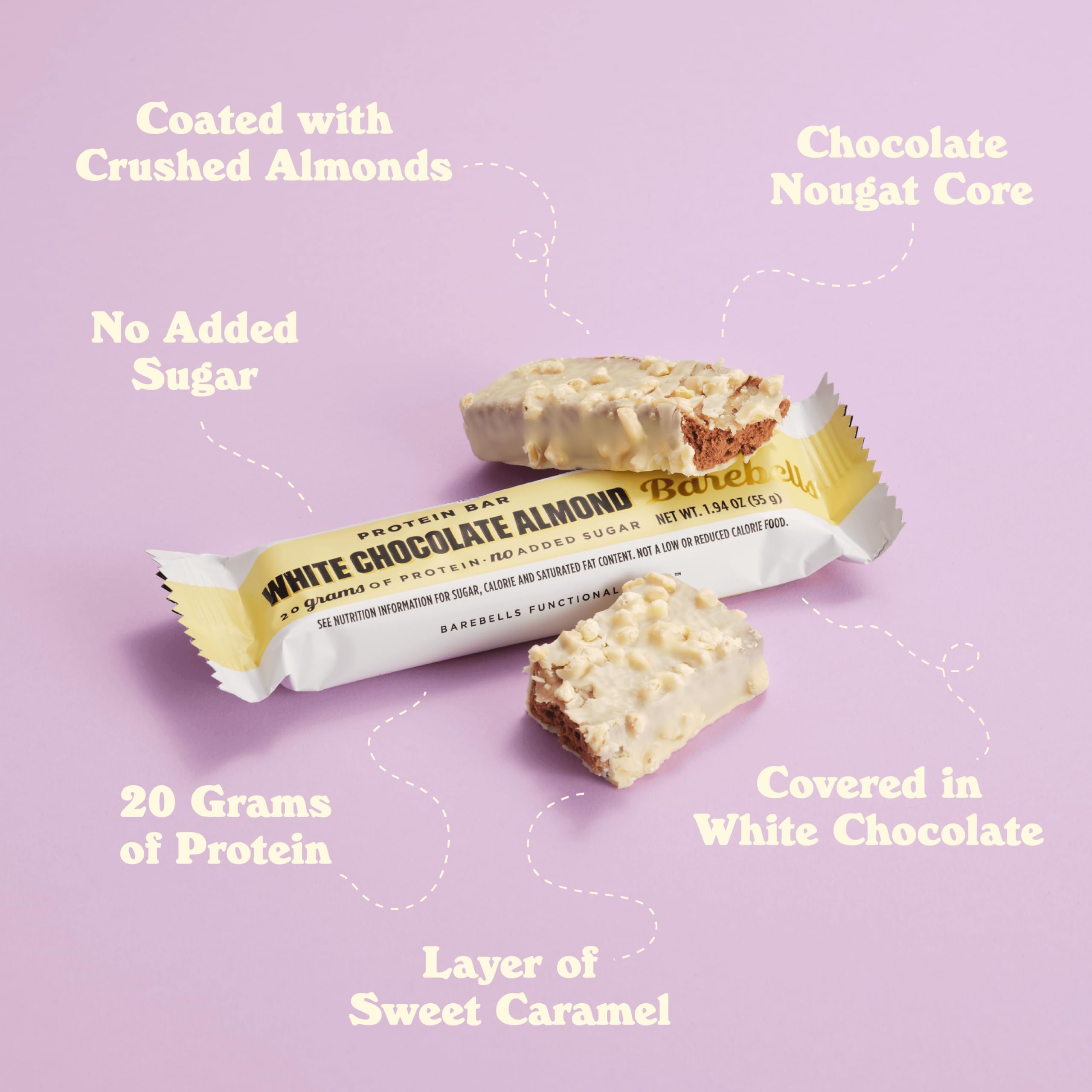 Barebells Protein Bars White Chocolate Almond - 12 Count, Protein Snacks with 20g of High Protein - Chocolate Protein Bar with 1g of Total Sugars - On The Go Protein Snack & Breakfast Bars…