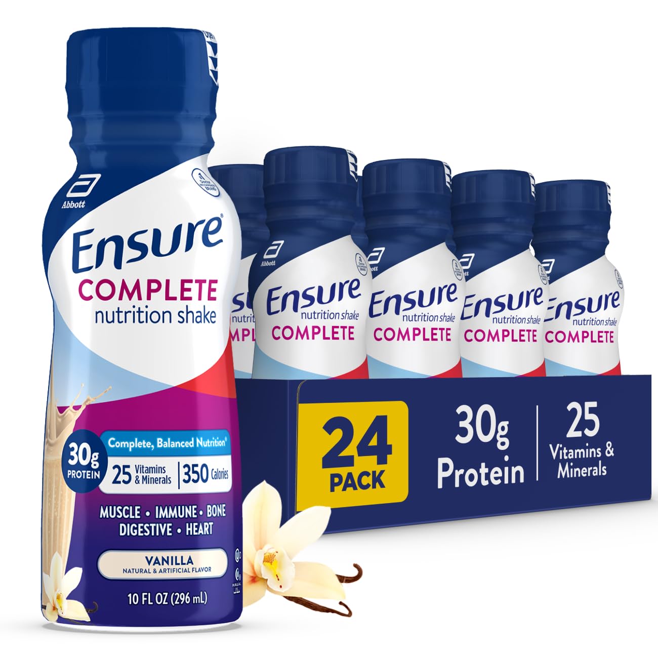 Ensure COMPLETE Vanilla Nutritional Shake | Complete, Balanced Meal Replacement | Ready To Drink | 30g Protein, 27 Vitamins & Minerals | 10 fl oz -24 Pack