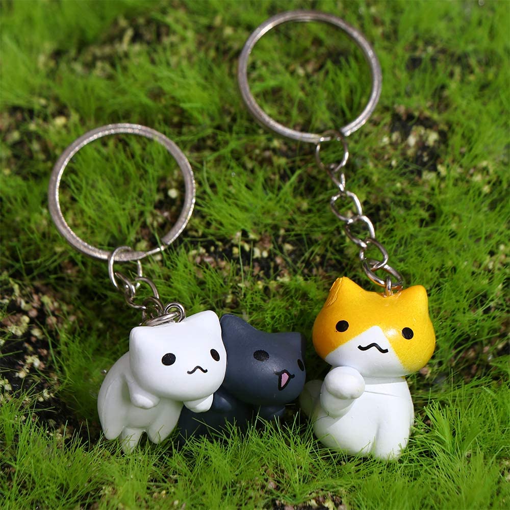 1Pcs Kitten Key Chain Couple Gift Fashion Lucky Cat Keychain Random Style Pendent Charm PVC Key Ring Cartoon Bag Pendant