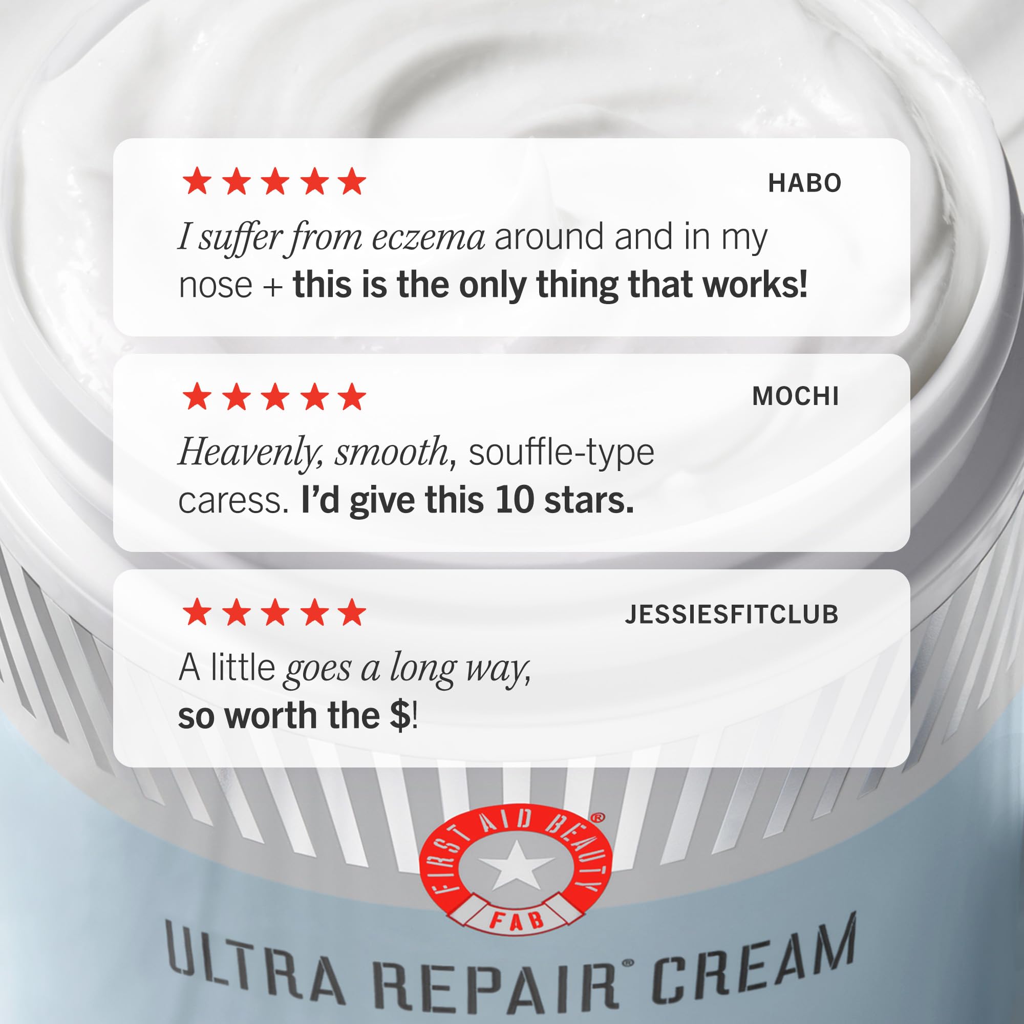 First Aid Beauty - Ultra Repair Cream, Intense Hydration Whipped Colloidal Oatmeal, Clinically Proven to Strengthen Skin Barrier in 7 Days & Helps Relieve Eczema, Luxury Face & Body Moisturizer, 6 oz