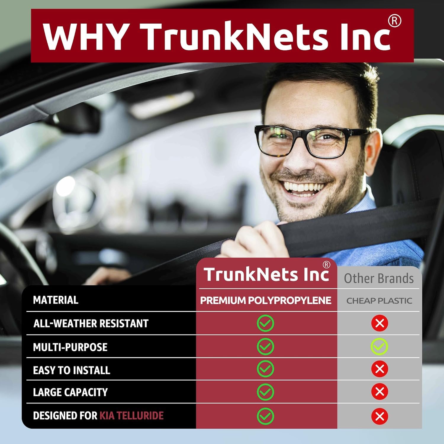 Envelope Style Trunk Mesh Cargo Net - for Jeep Grand Cherokee 2011-2025 Car Accessories - Premium Trunk Organizers and Storage - SUV Truck Cargo Nets - Vehicle Carrier Organizer for Cherokee WK