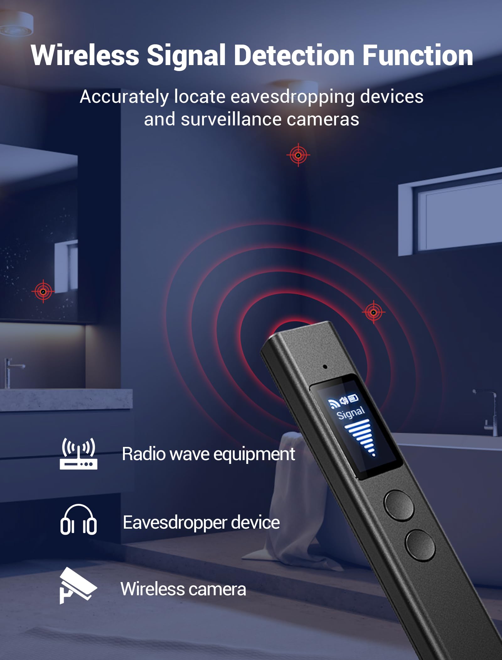 smhawk Hidden Camera Detectors,Anti Spy Detector,Bug Detector,GPS Tracker Detector ,hidden devices detector;Find Wireless eavesdropping devices in Travel,Car, Bathroom,Office, Hotel,Home, Airbnb